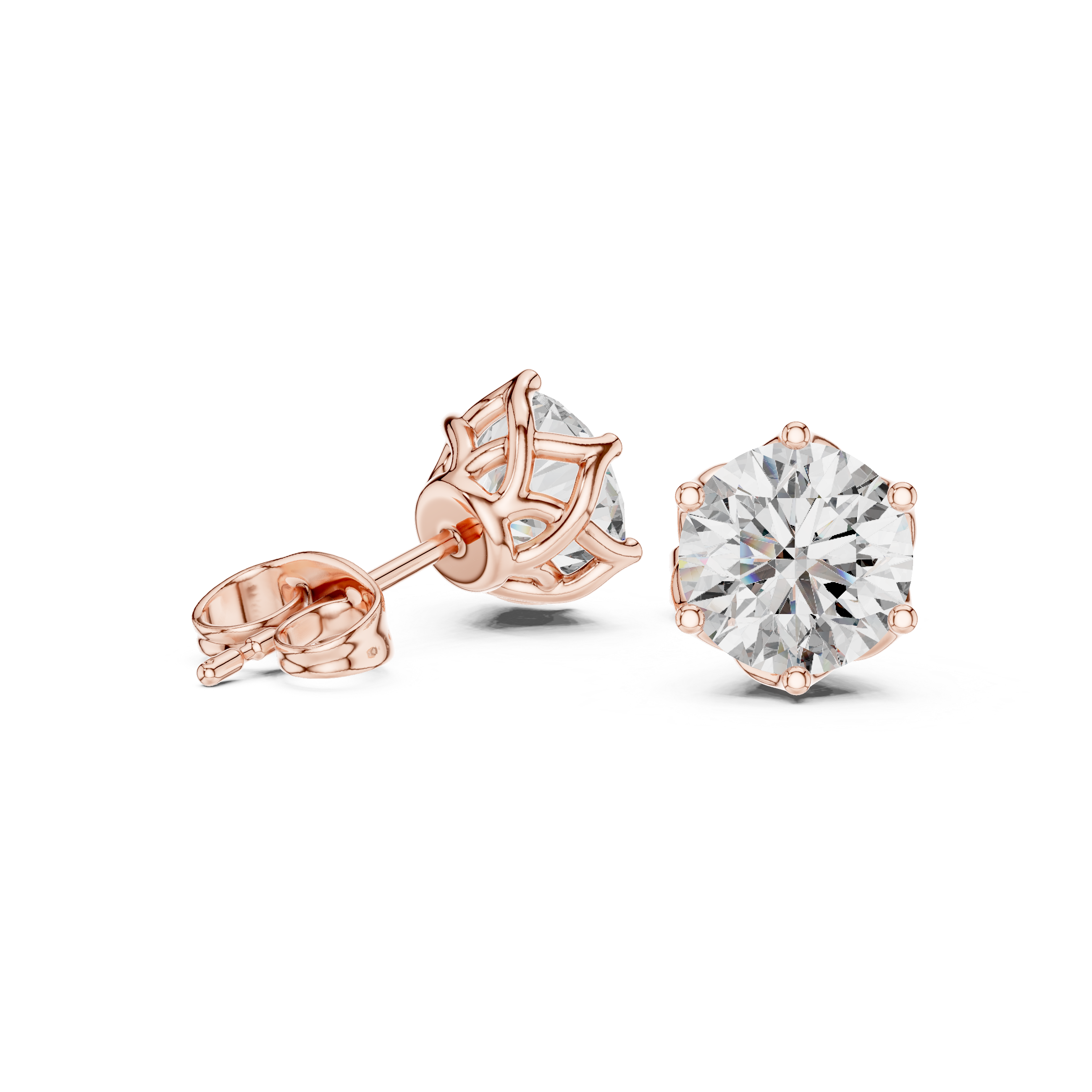 Classic Round Solitaire Stud Earrings