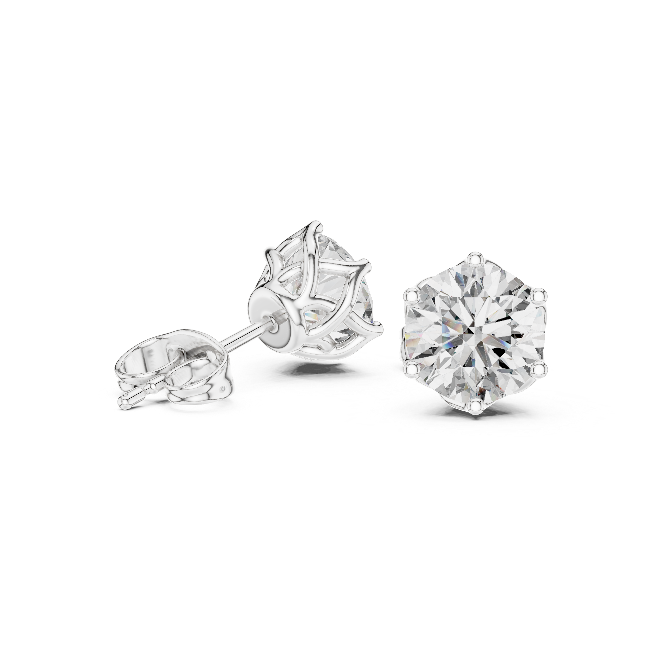 Classic Round Solitaire Stud Earrings