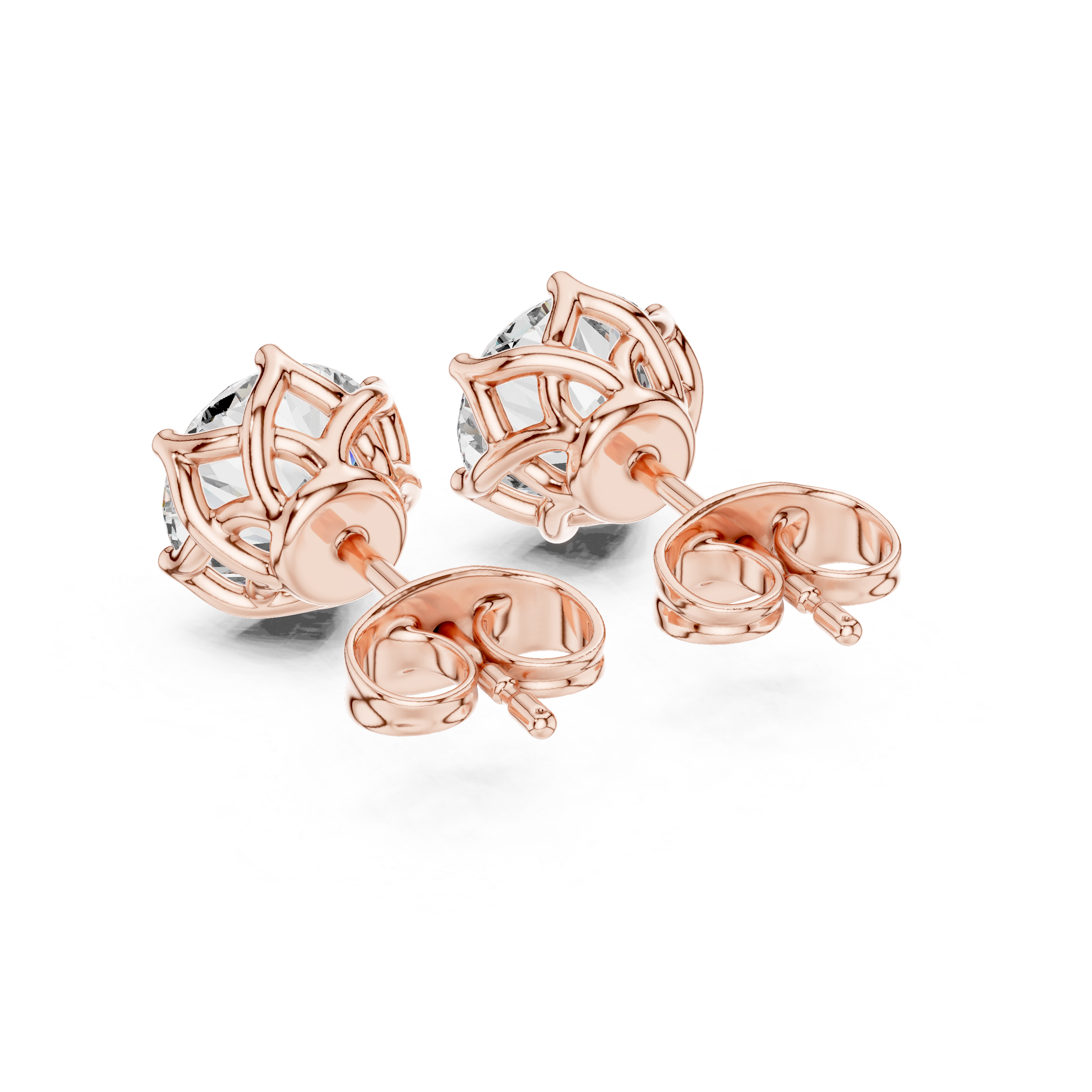 Classic Round Solitaire Stud Earrings