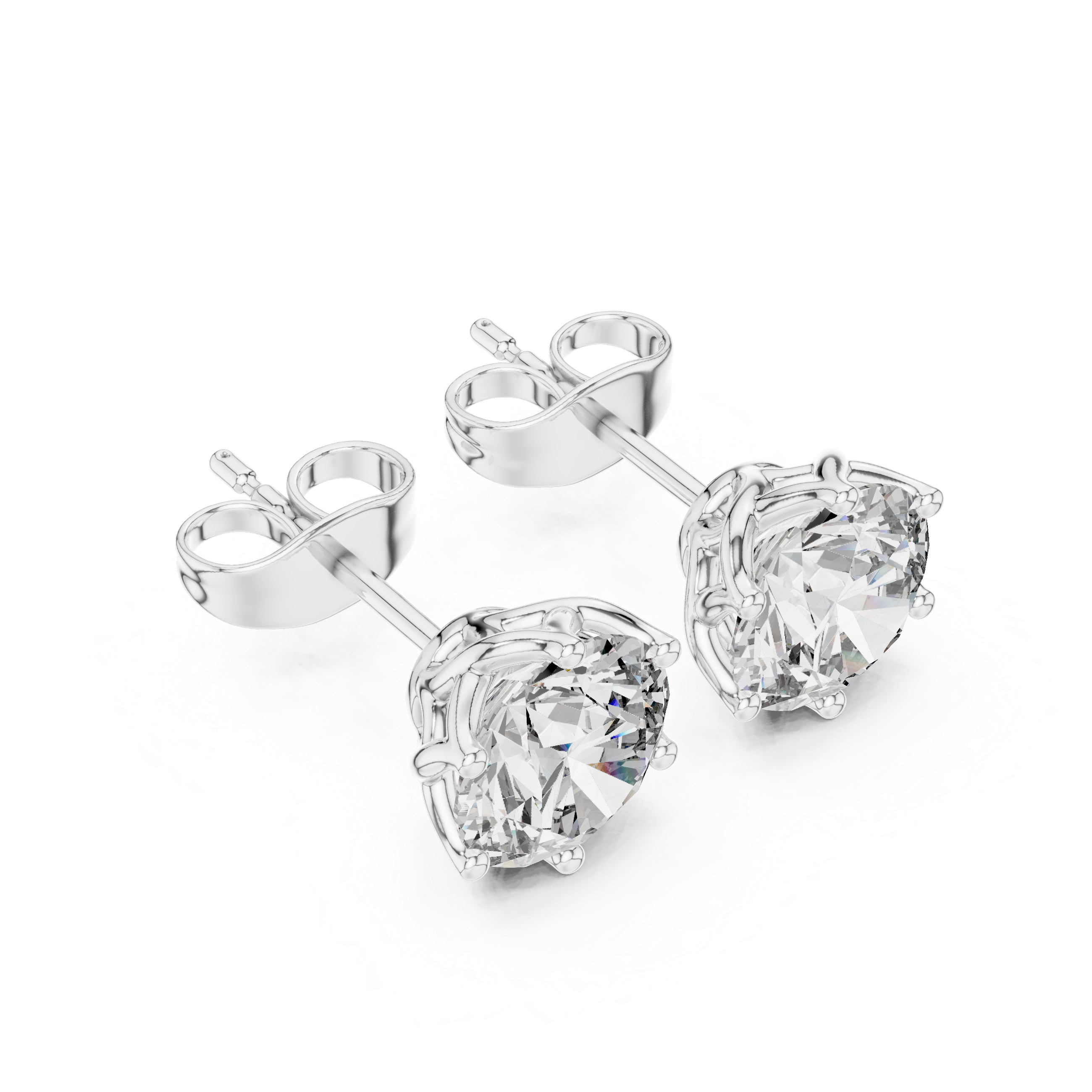 Classic Round Solitaire Stud Earrings