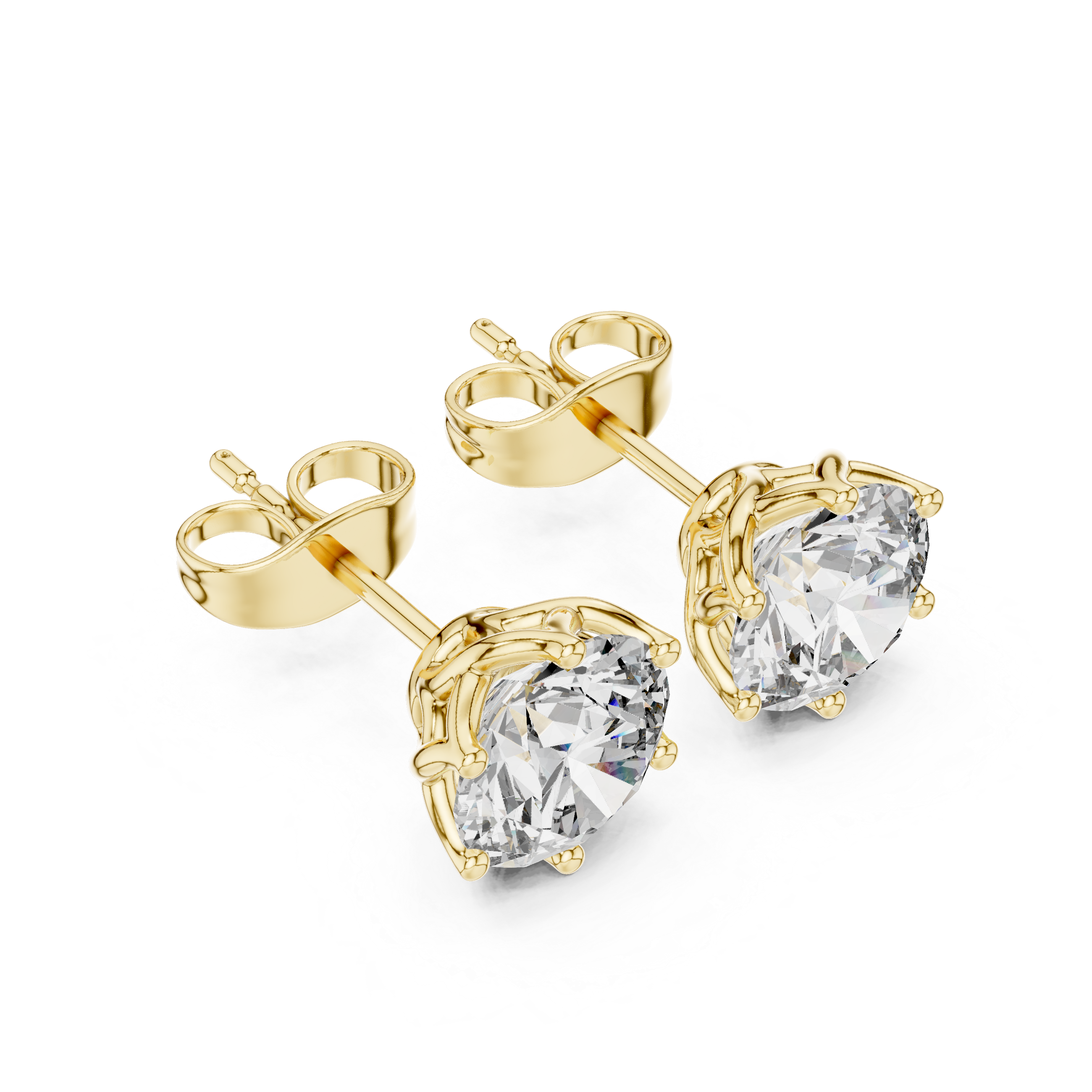 Classic Round Solitaire Stud Earrings