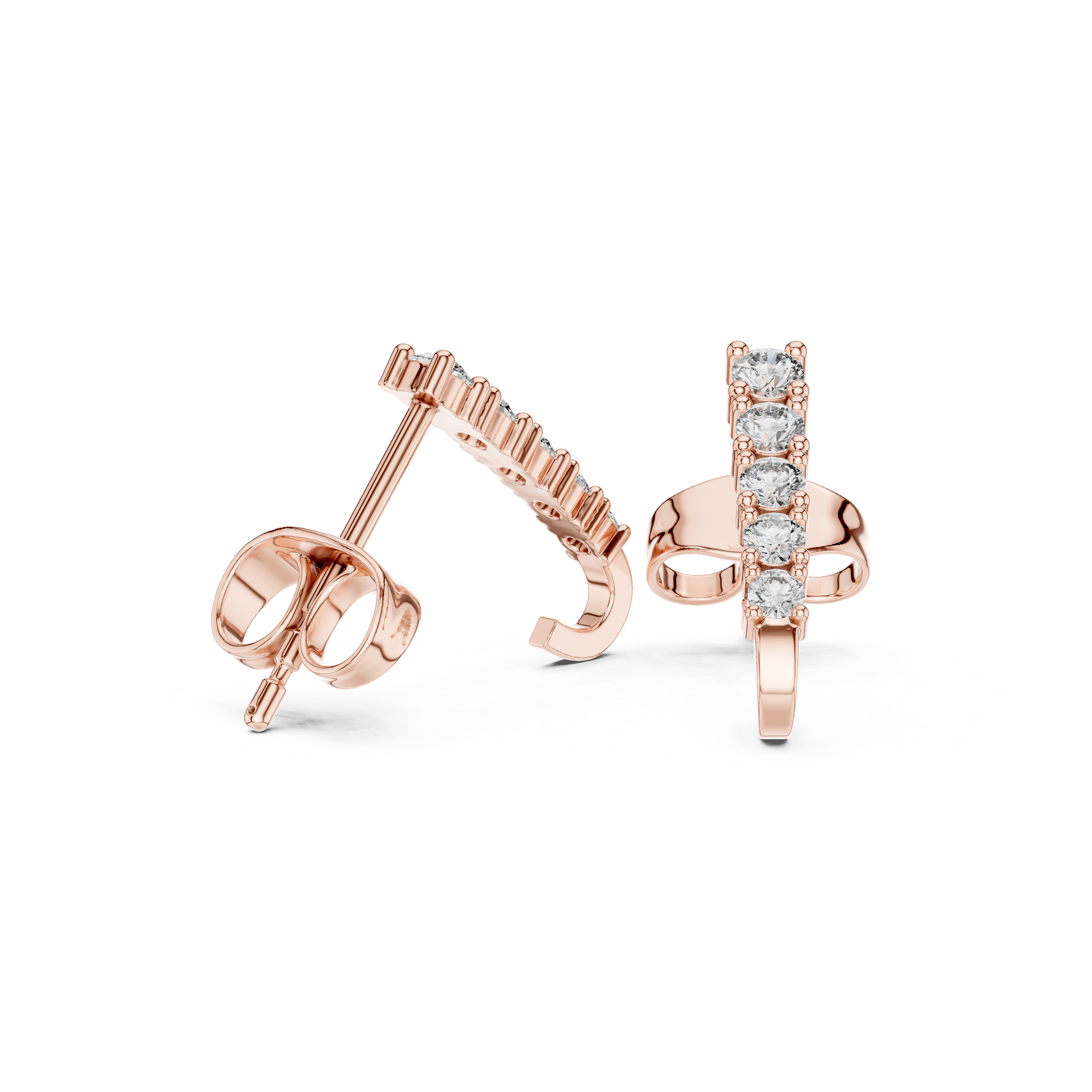 Vertical Diamond Bar Drop Stud Earrings