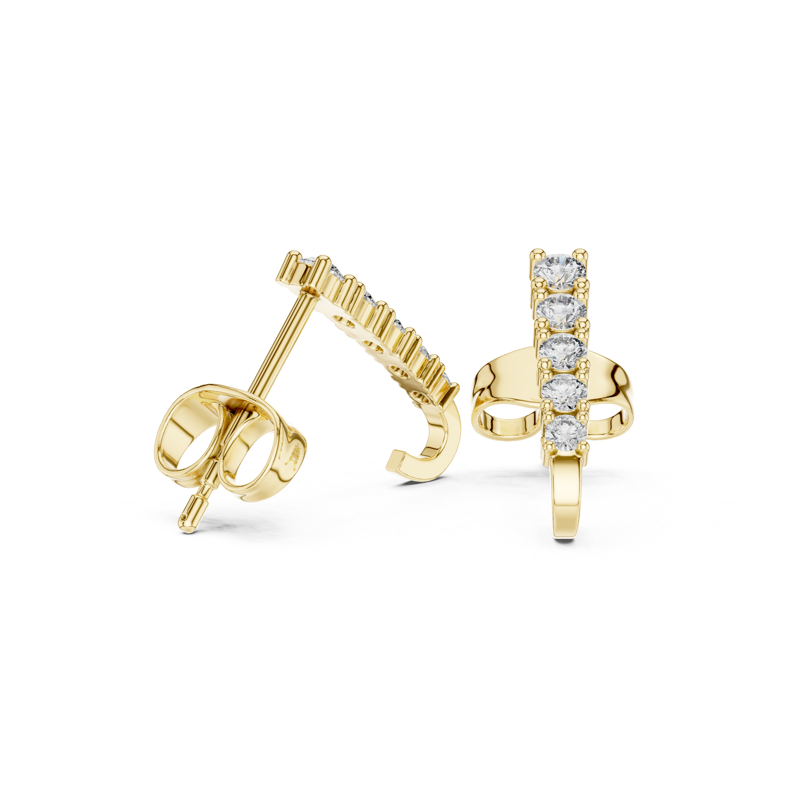 Vertical Diamond Bar Drop Stud Earrings