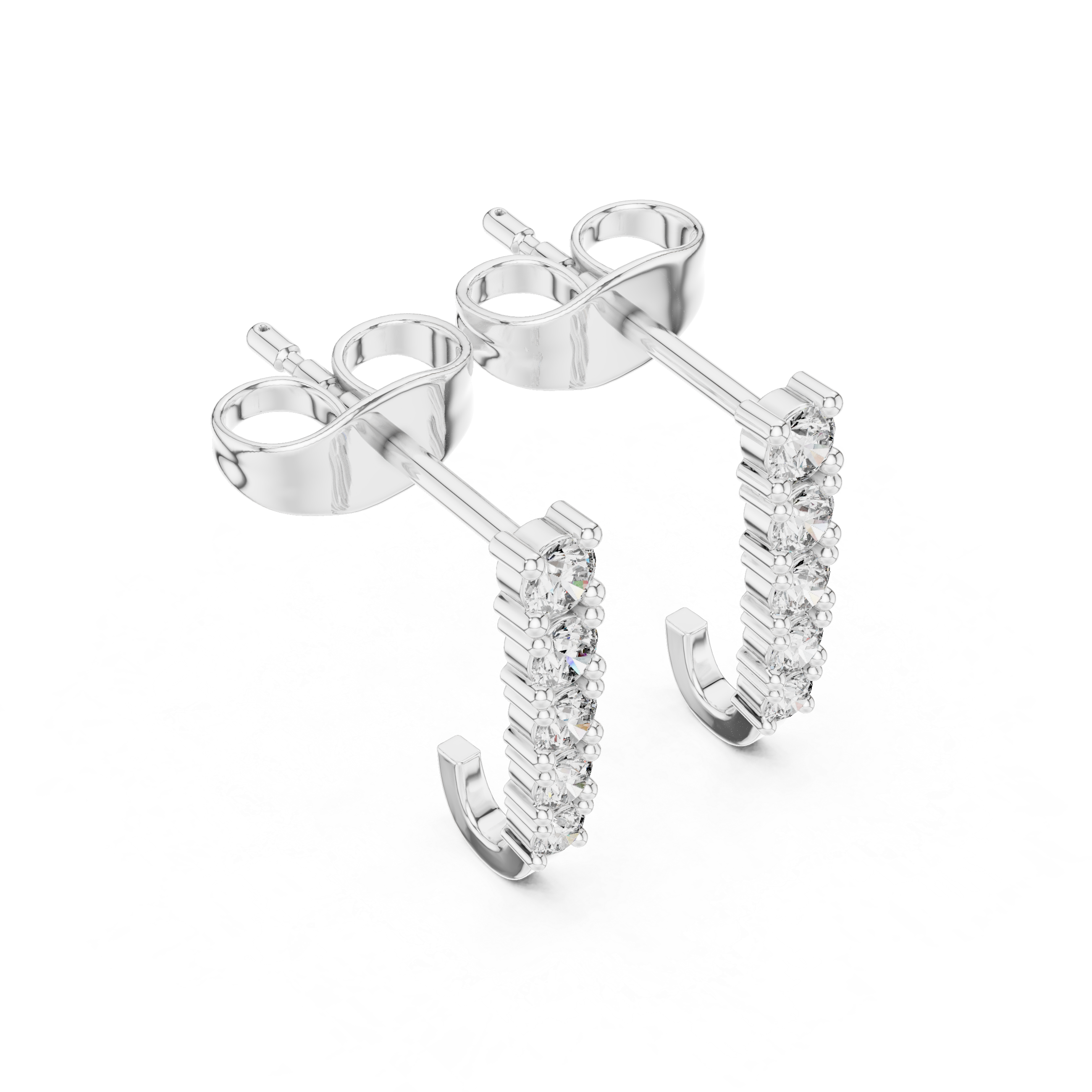 Vertical Diamond Bar Drop Stud Earrings