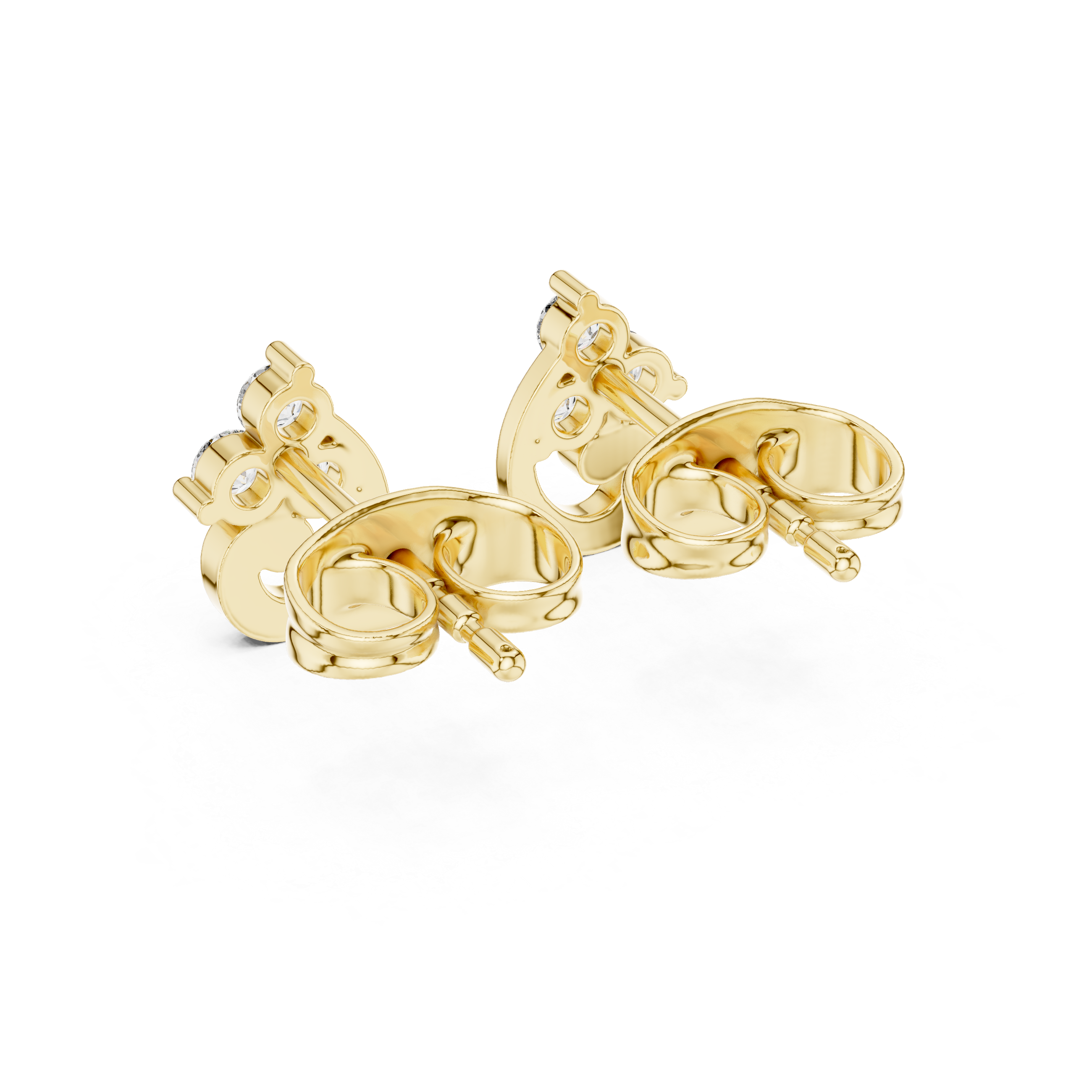 Elegant Swirl Diamond Trio Stud Earrings