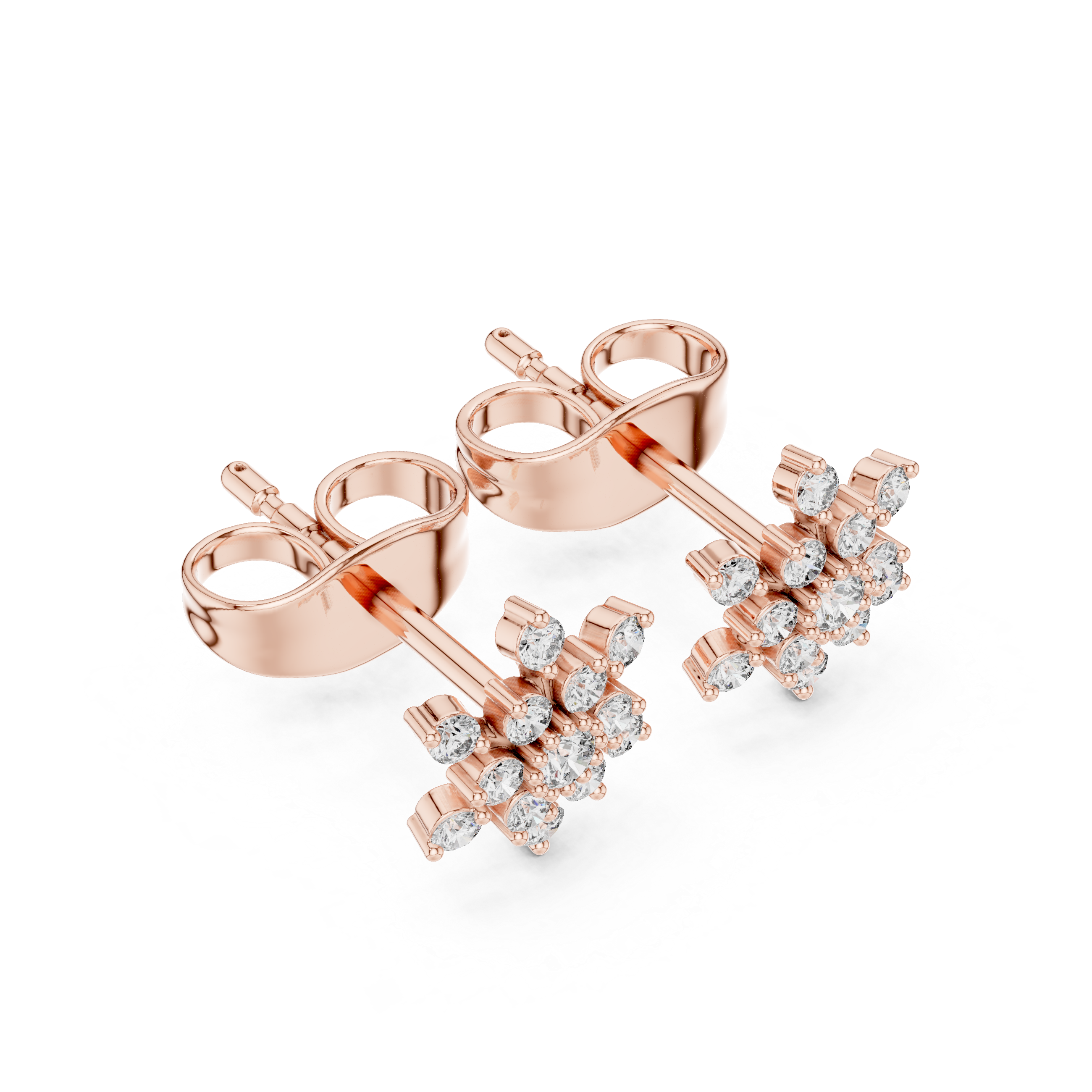 Snowflake Diamond Cluster Stud Earrings