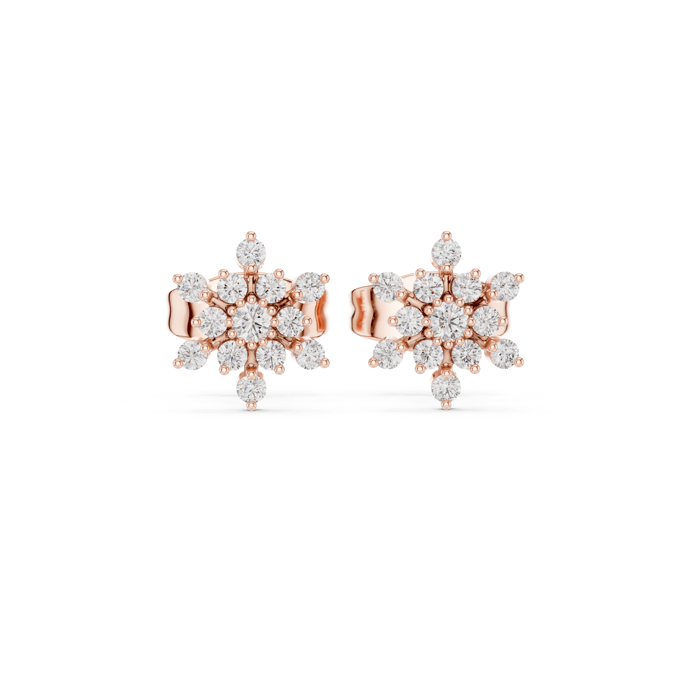 Snowflake Diamond Cluster Stud Earrings