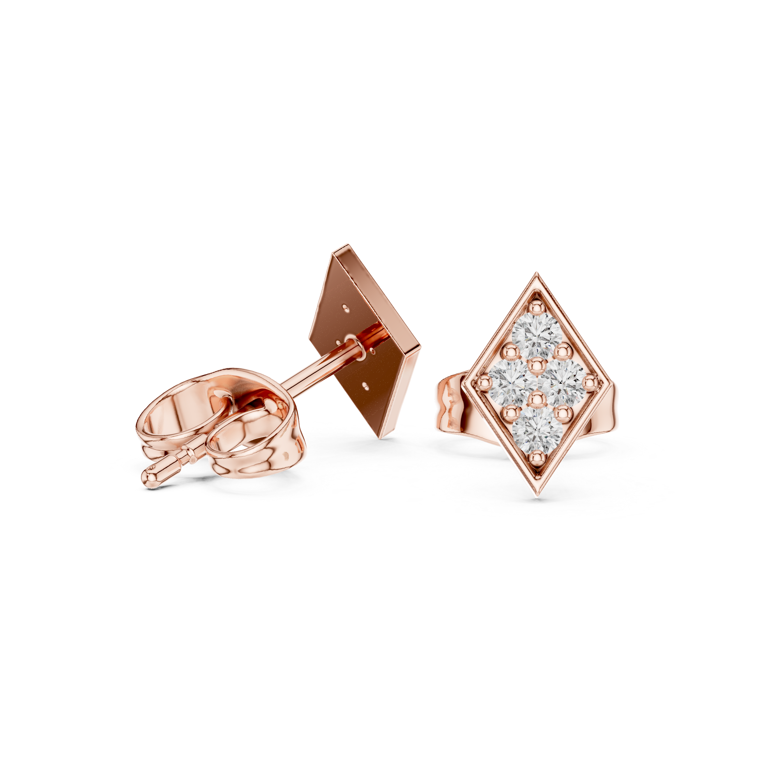 Diamond Shape Pavé Cluster Stud Earrings