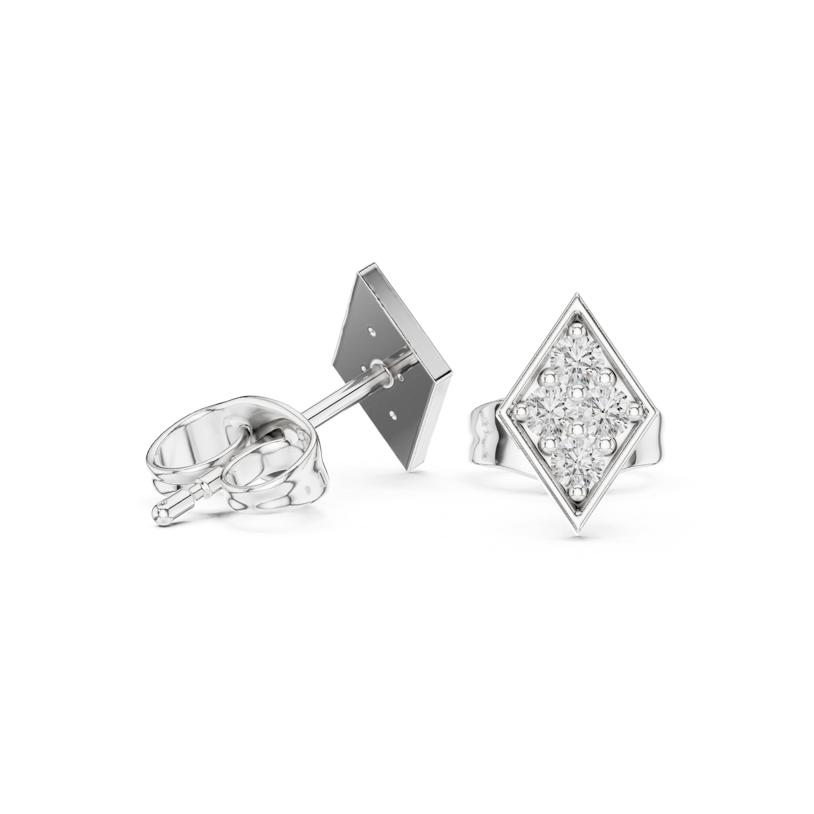 Diamond Shape Pavé Cluster Stud Earrings