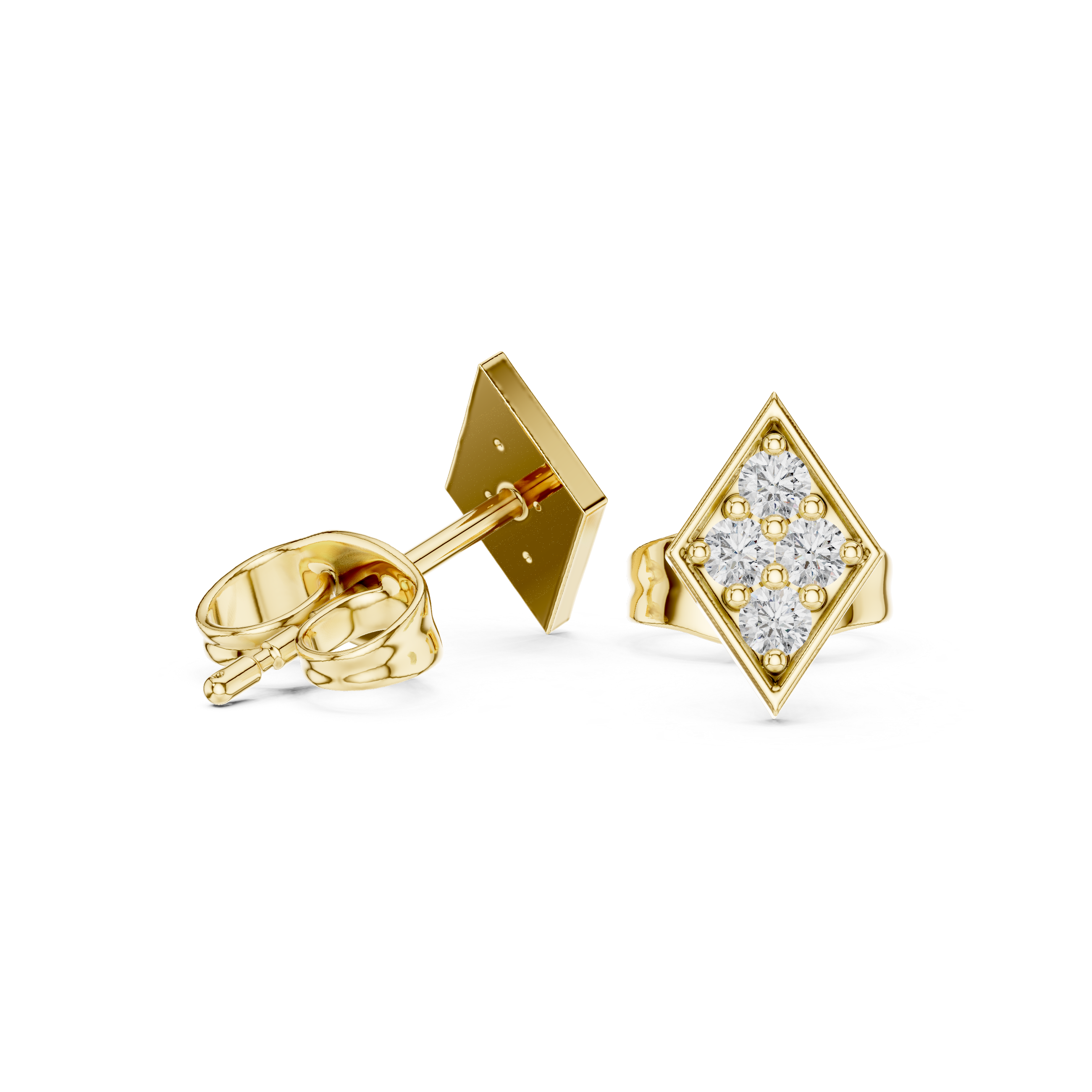 Diamond Shape Pavé Cluster Stud Earrings