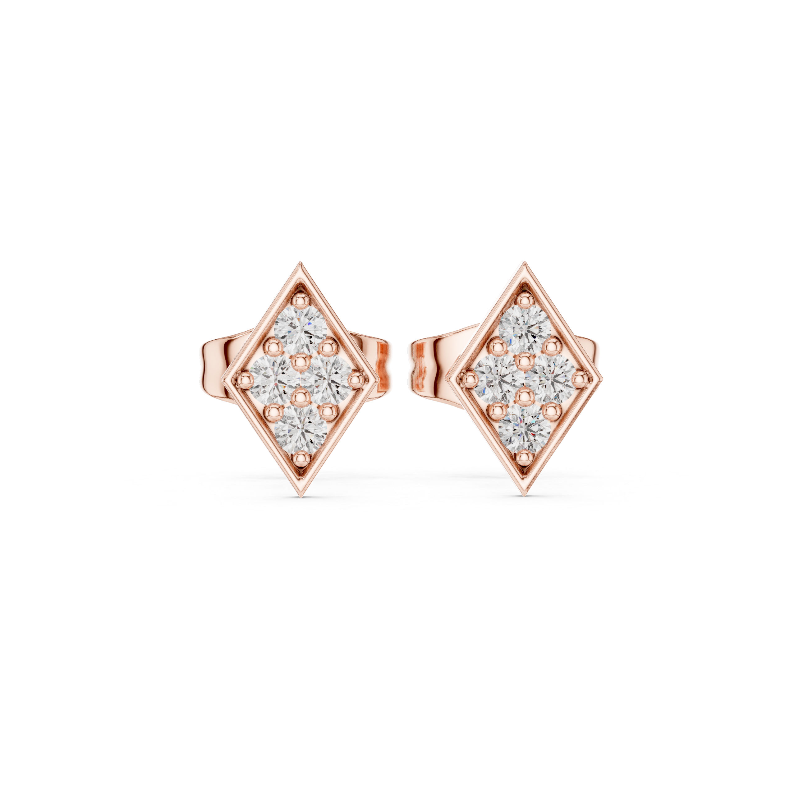 Diamond Shape Pavé Cluster Stud Earrings