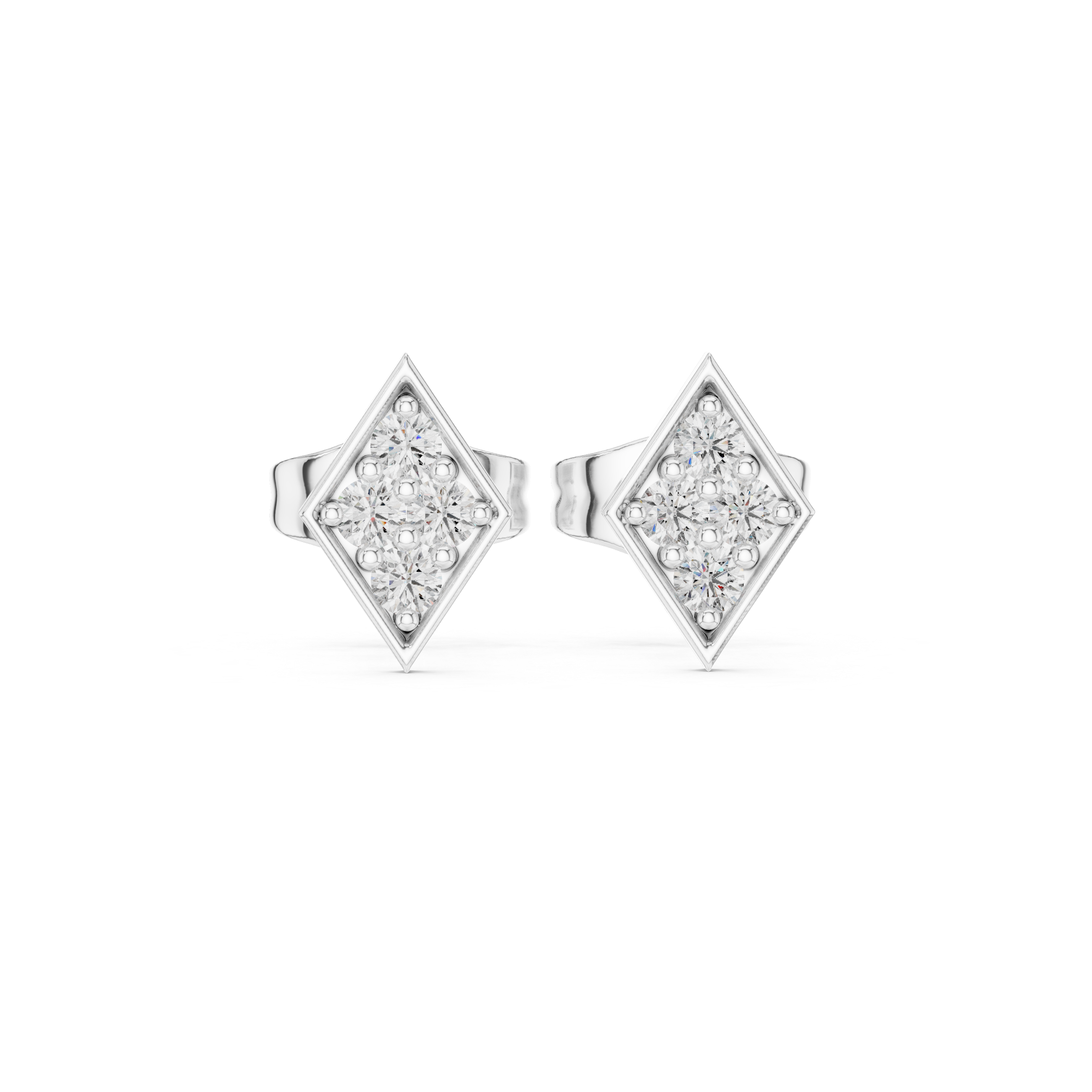 Diamond Shape Pavé Cluster Stud Earrings