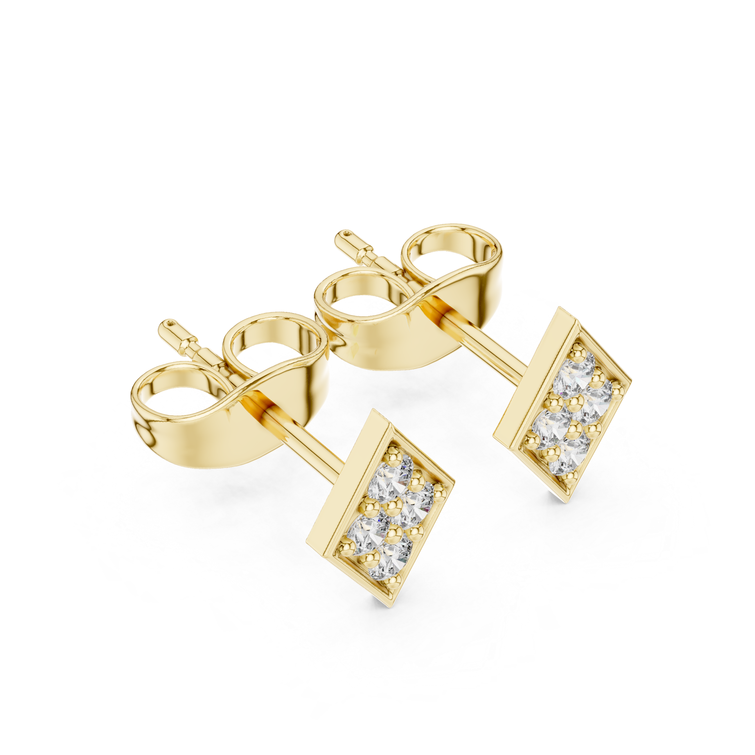 Diamond Shape Pavé Cluster Stud Earrings