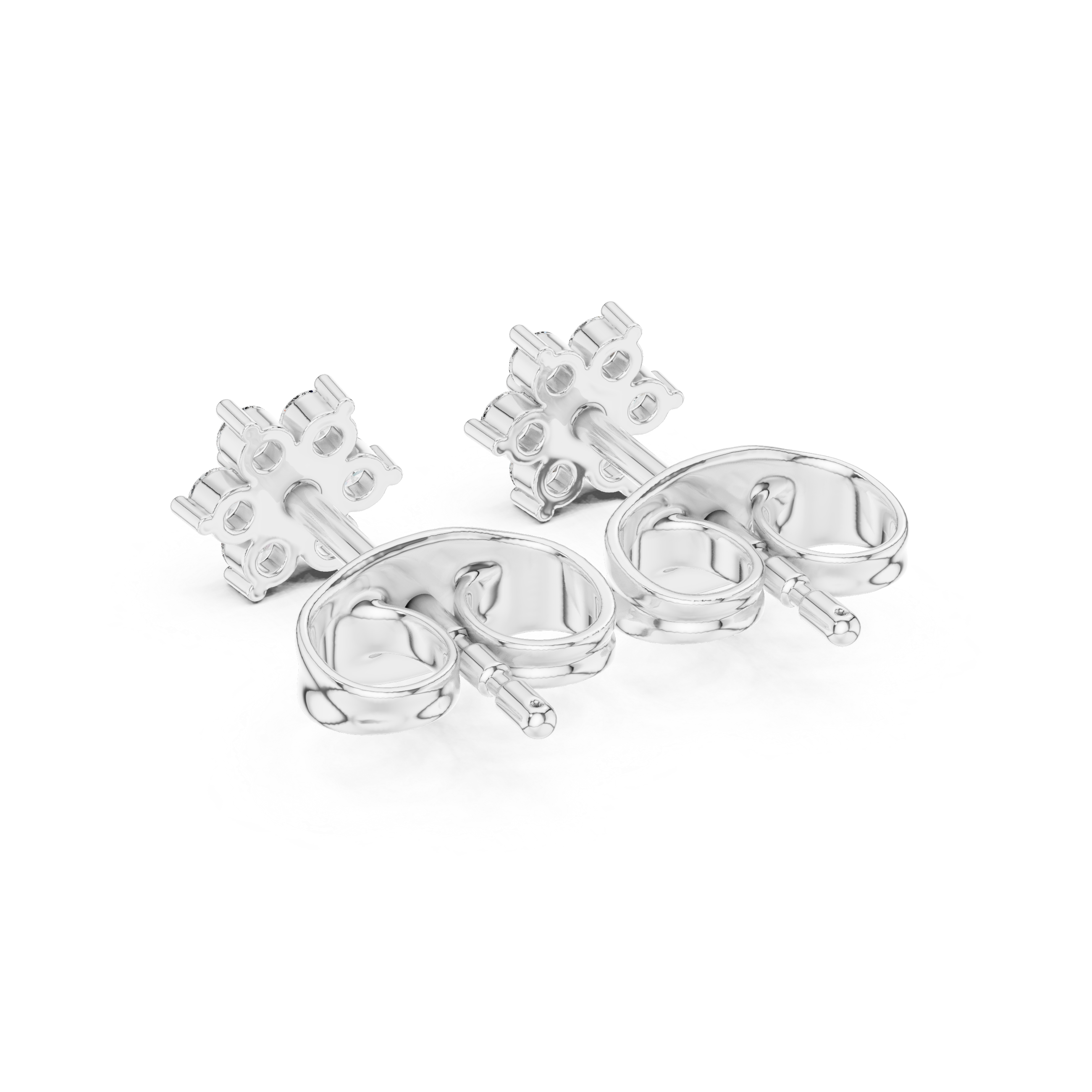 Round Diamond Flower Cluster Stud Earrings