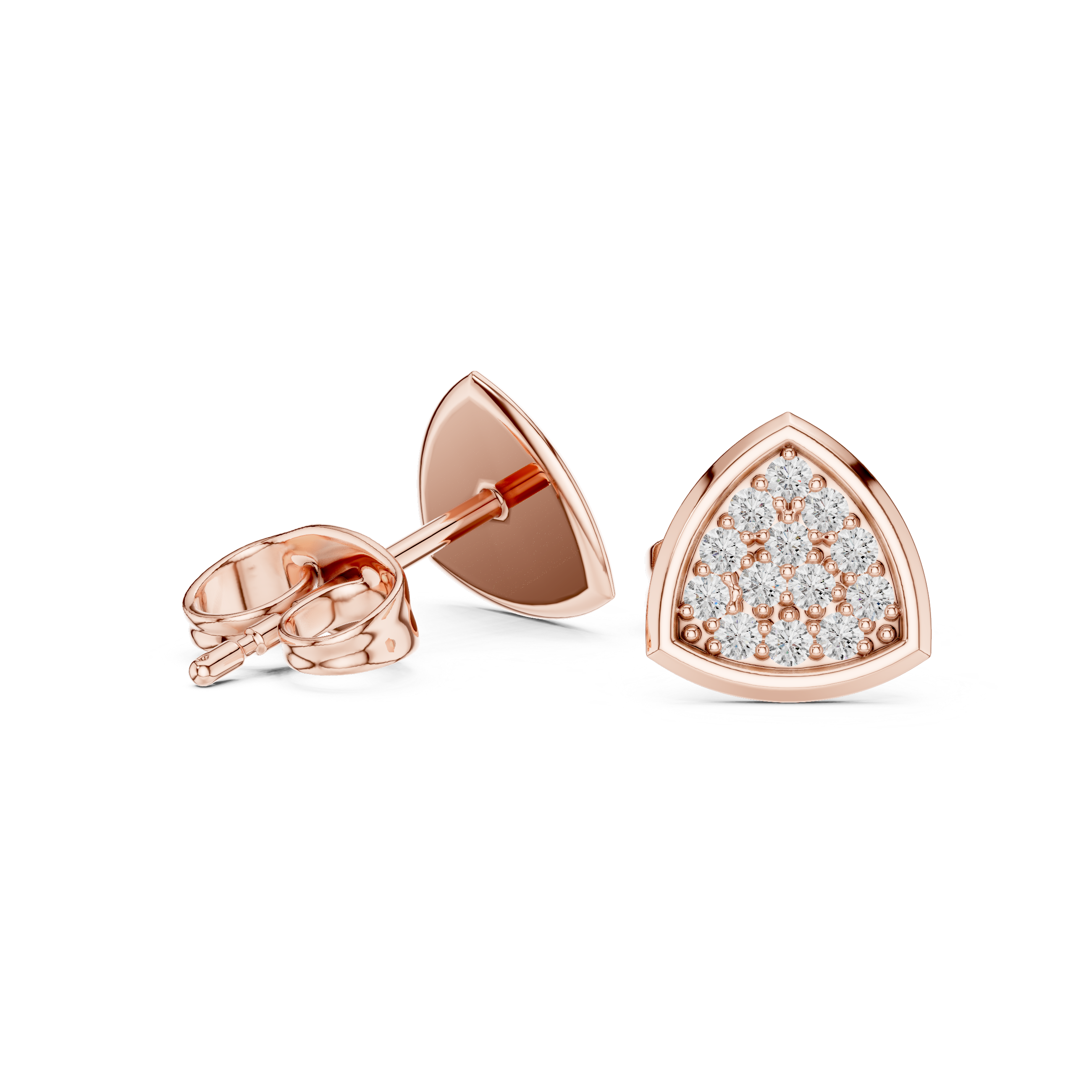 Triangle Diamond Cluster Stud Earrings