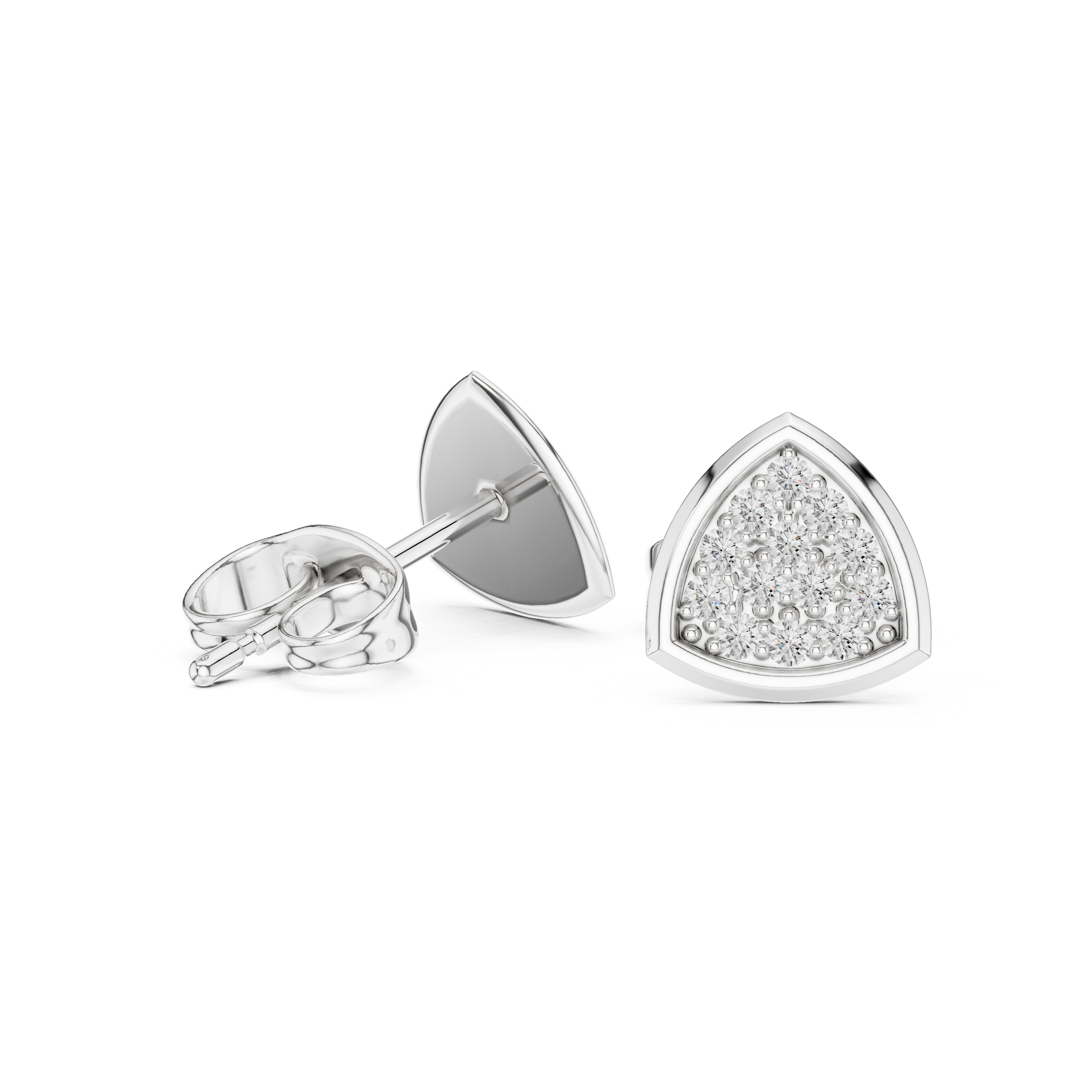 Triangle Diamond Cluster Stud Earrings