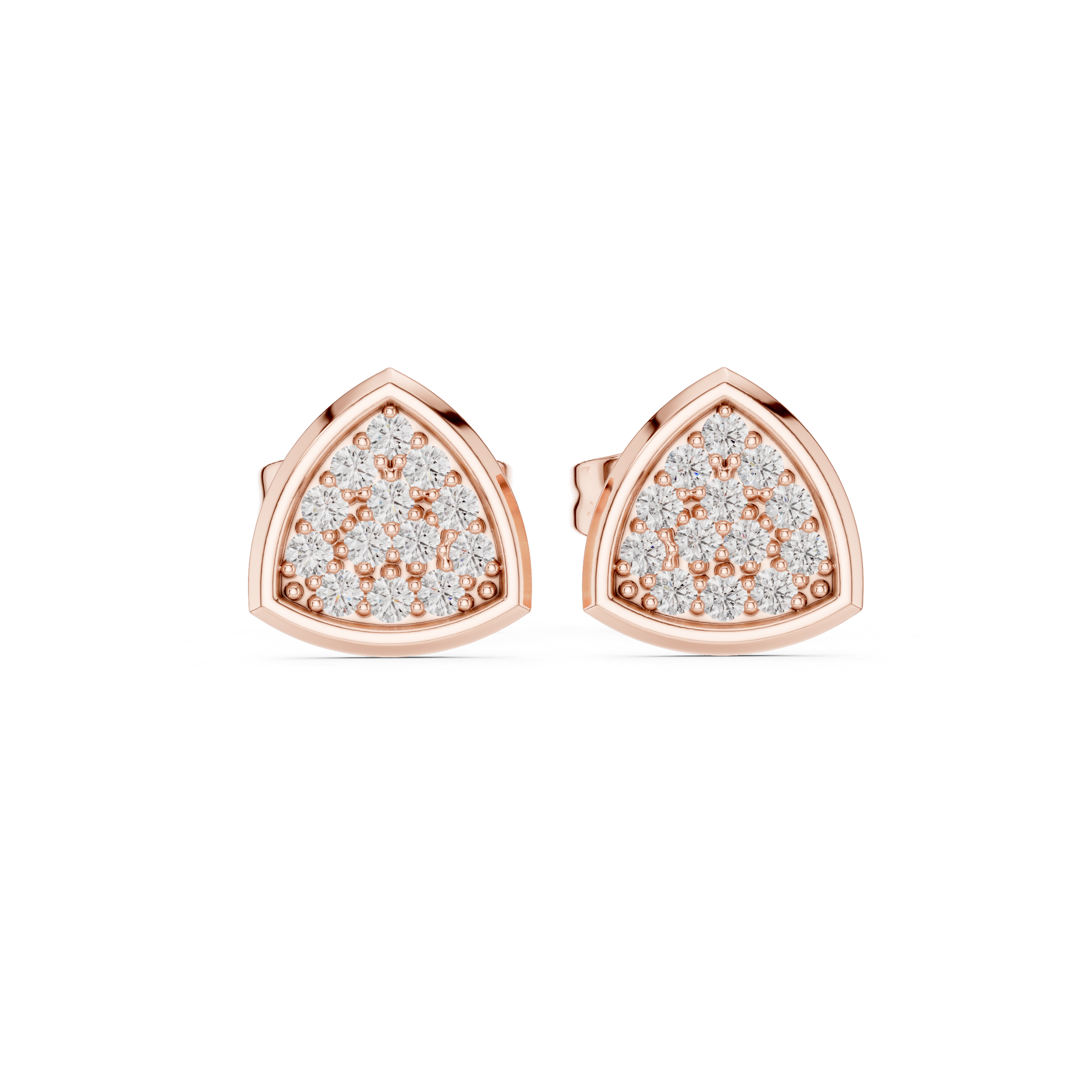 Triangle Diamond Cluster Stud Earrings
