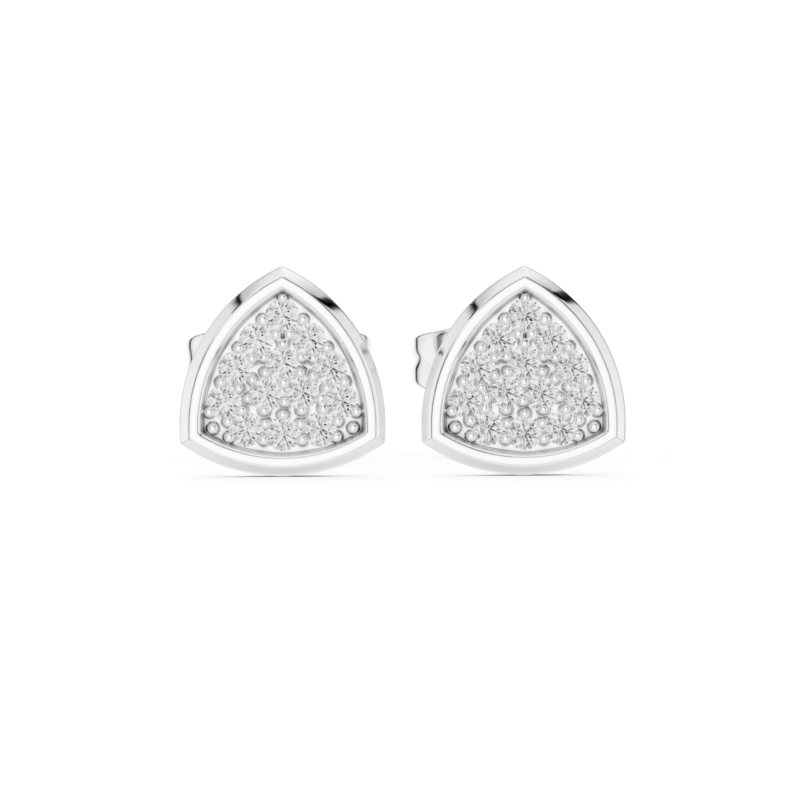 Triangle Diamond Cluster Stud Earrings