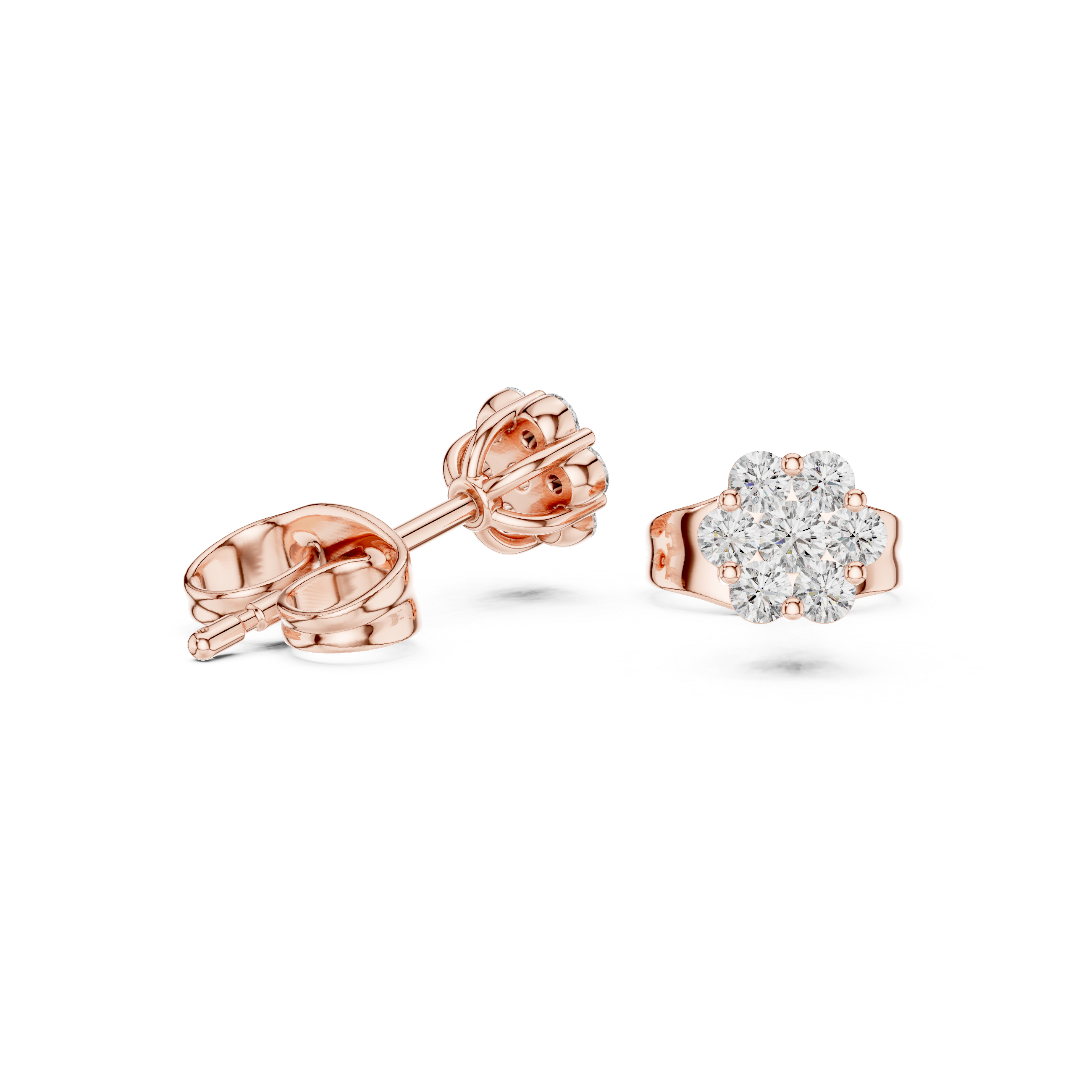 Classic Diamond Cluster Stud Earrings