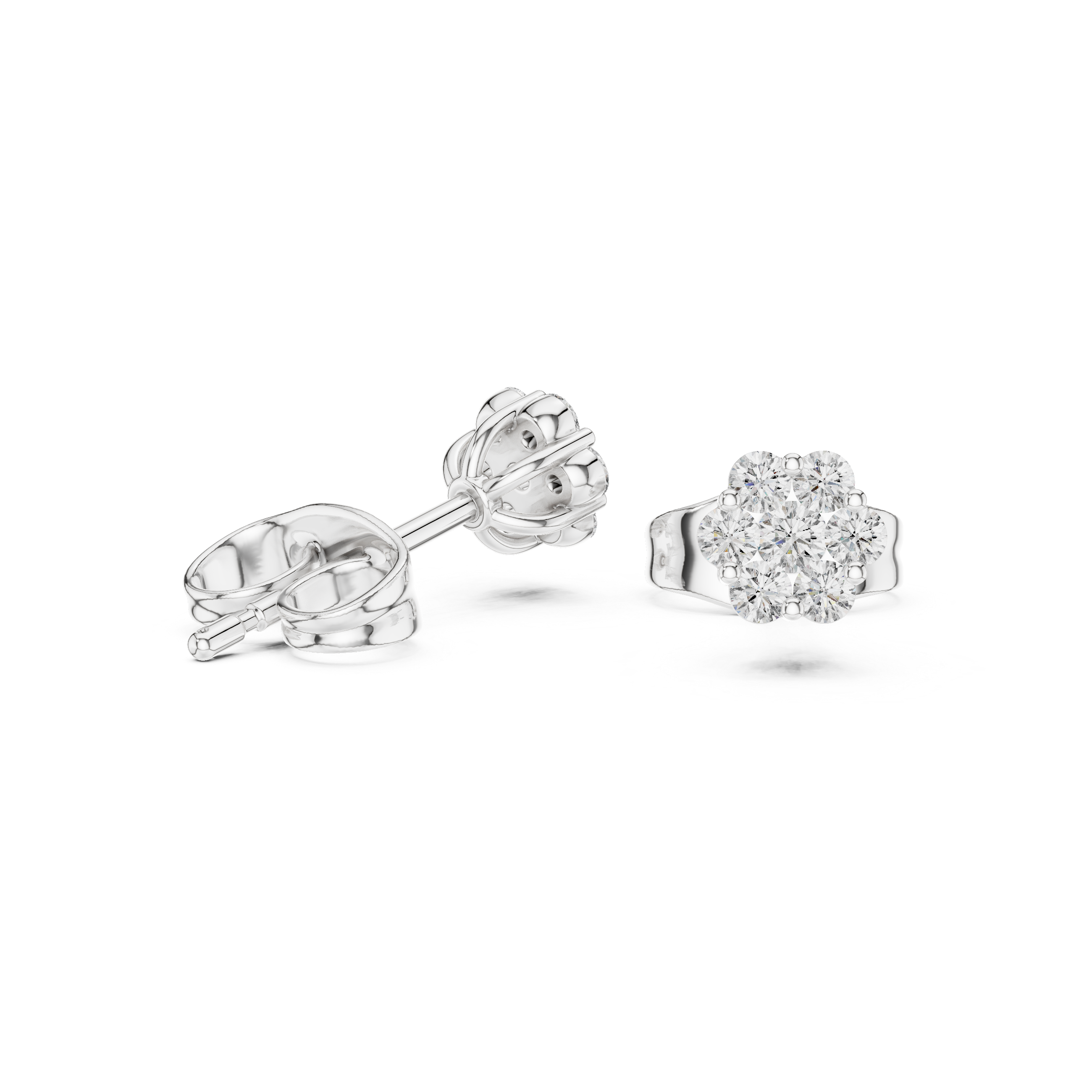 Classic Diamond Cluster Stud Earrings