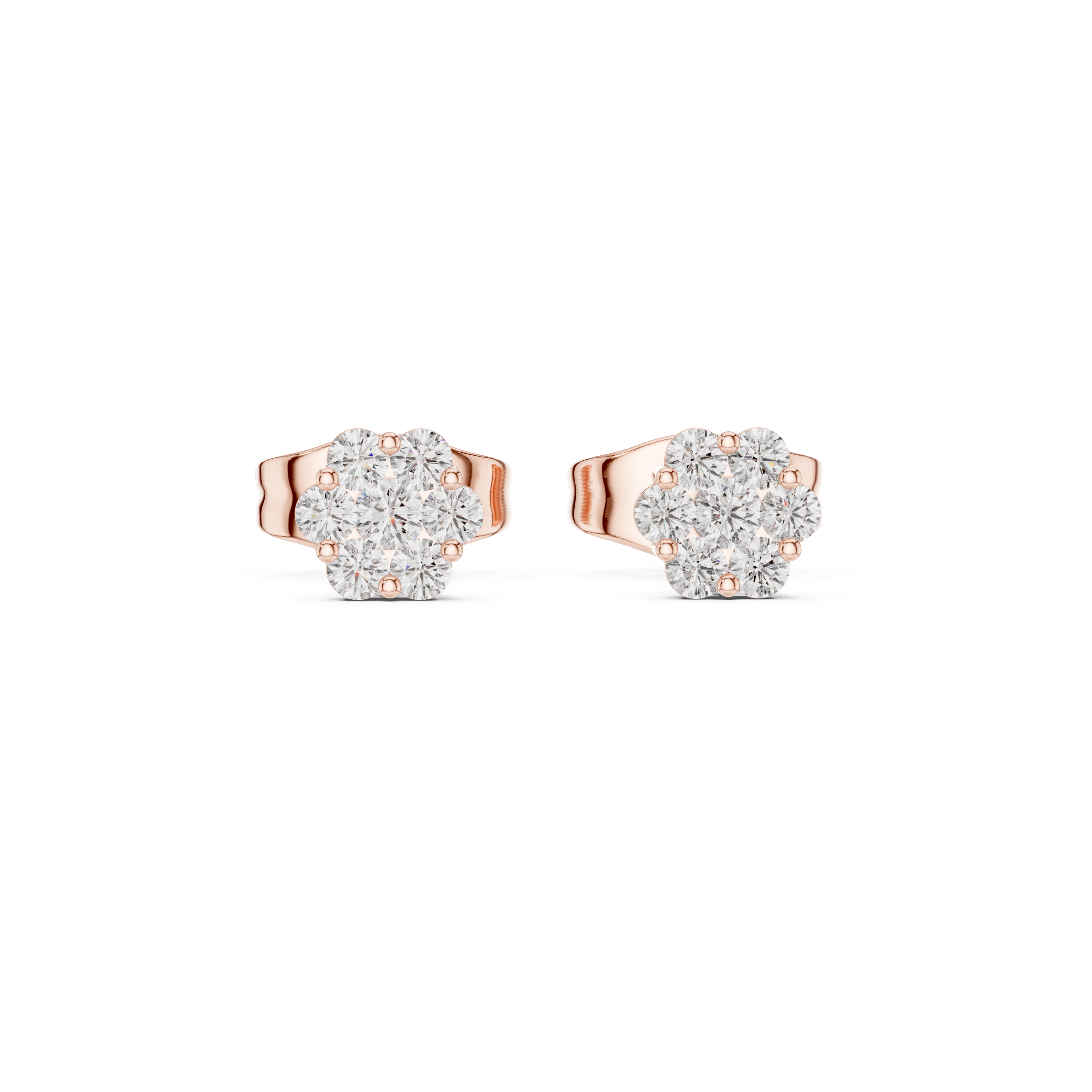 Classic Diamond Cluster Stud Earrings