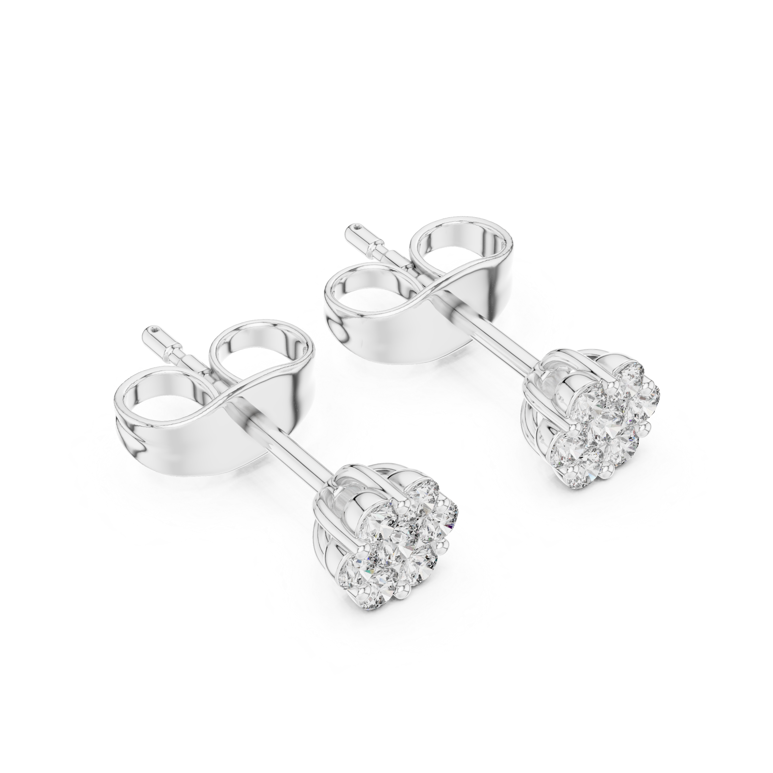 Classic Diamond Cluster Stud Earrings