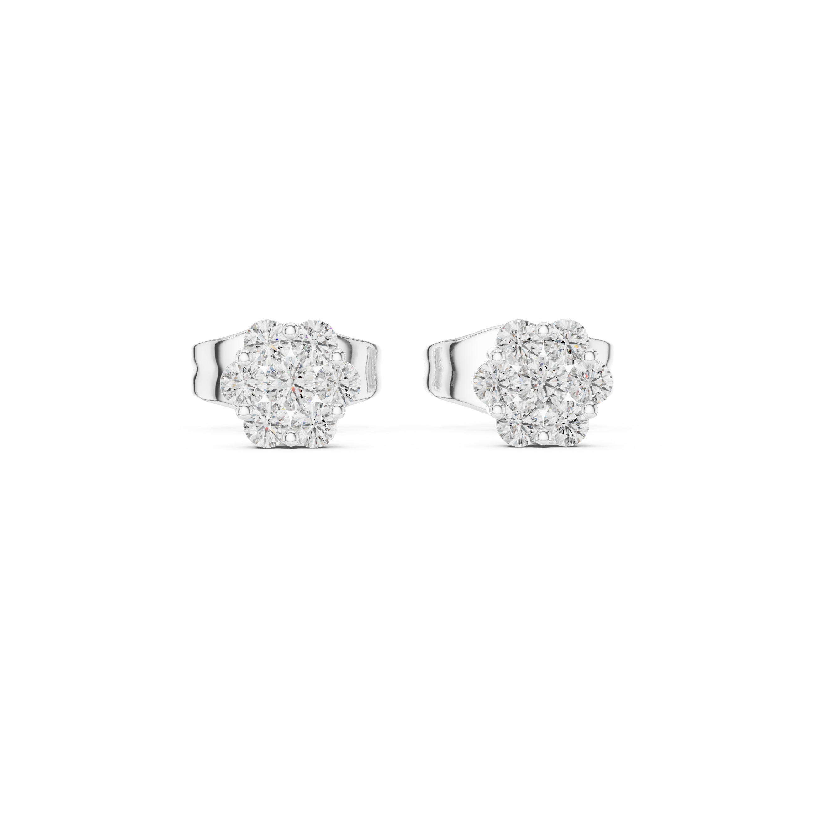 Classic Diamond Cluster Stud Earrings