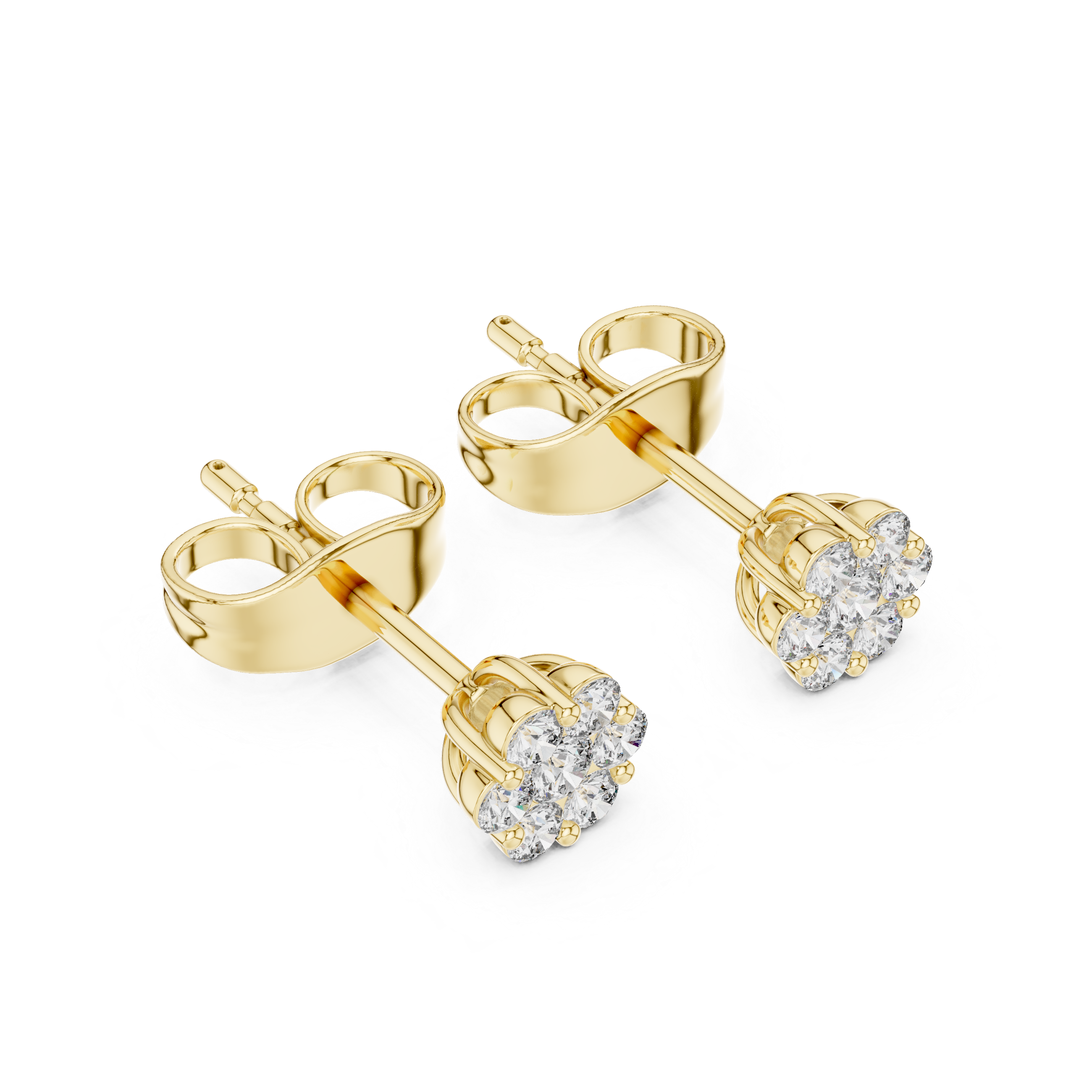 Classic Diamond Cluster Stud Earrings