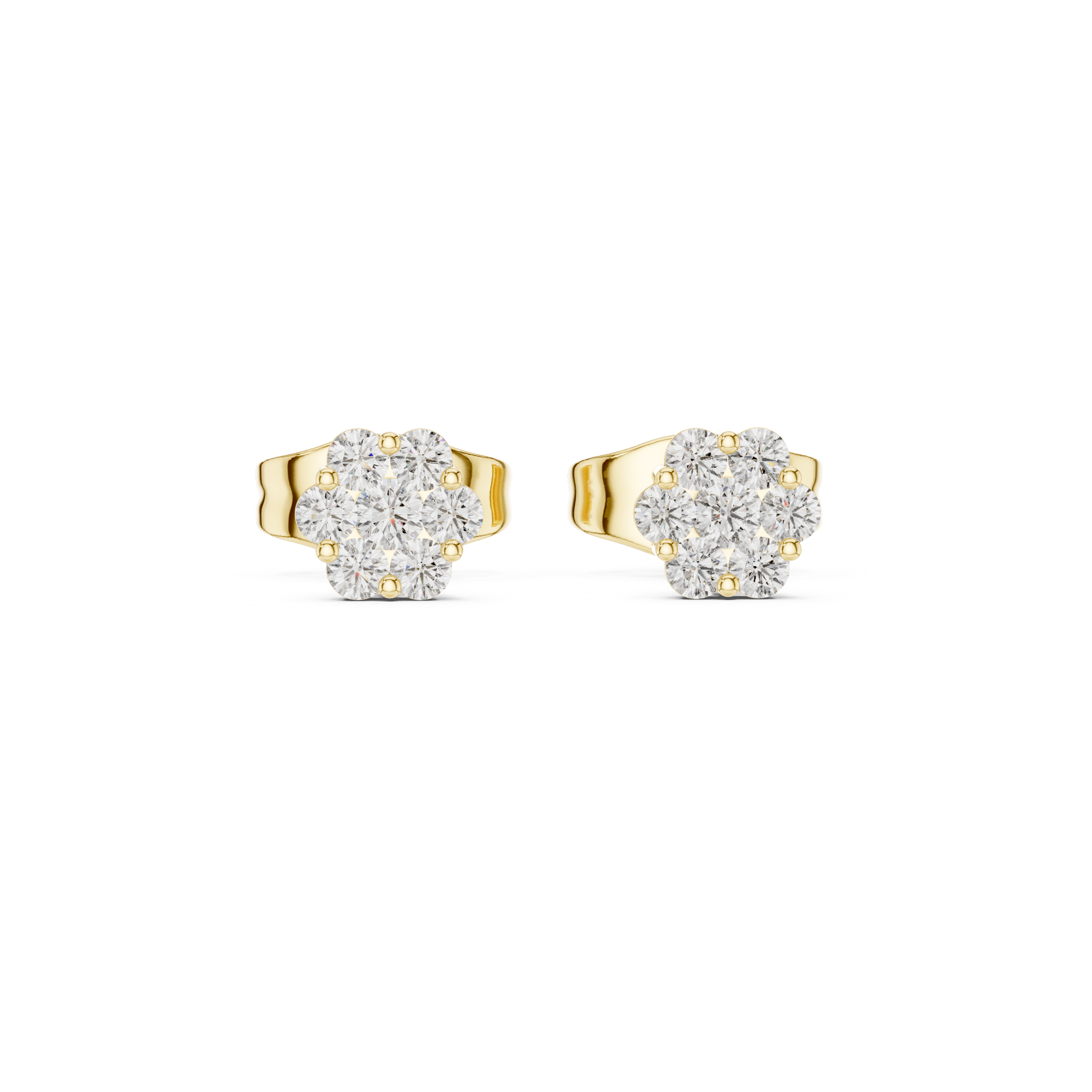 Classic Diamond Cluster Stud Earrings