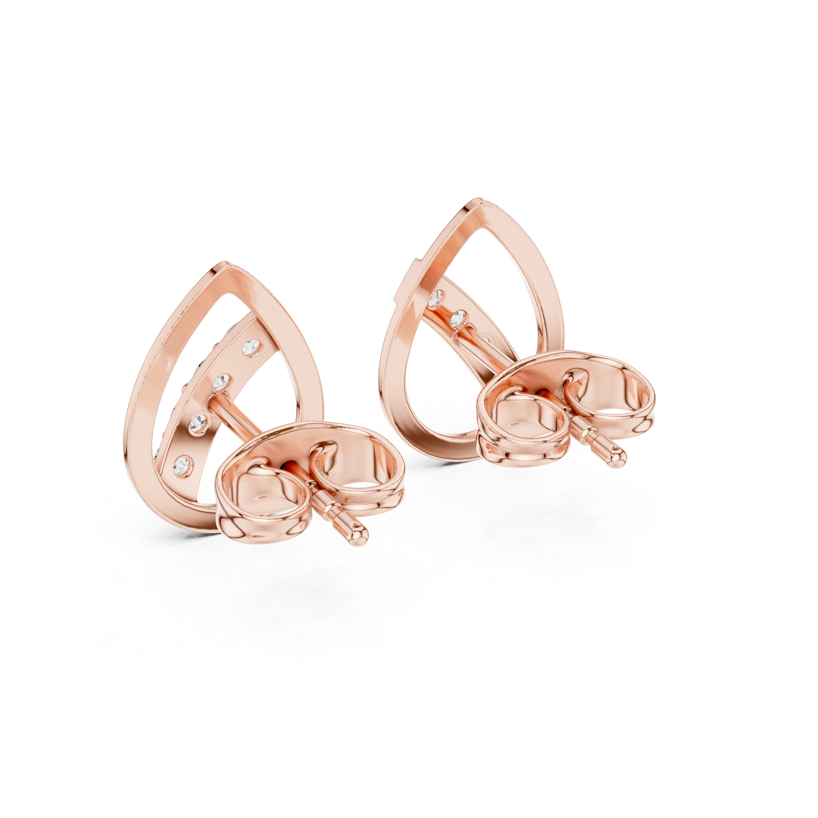 Modern Teardrop Diamond Bar Stud Earrings