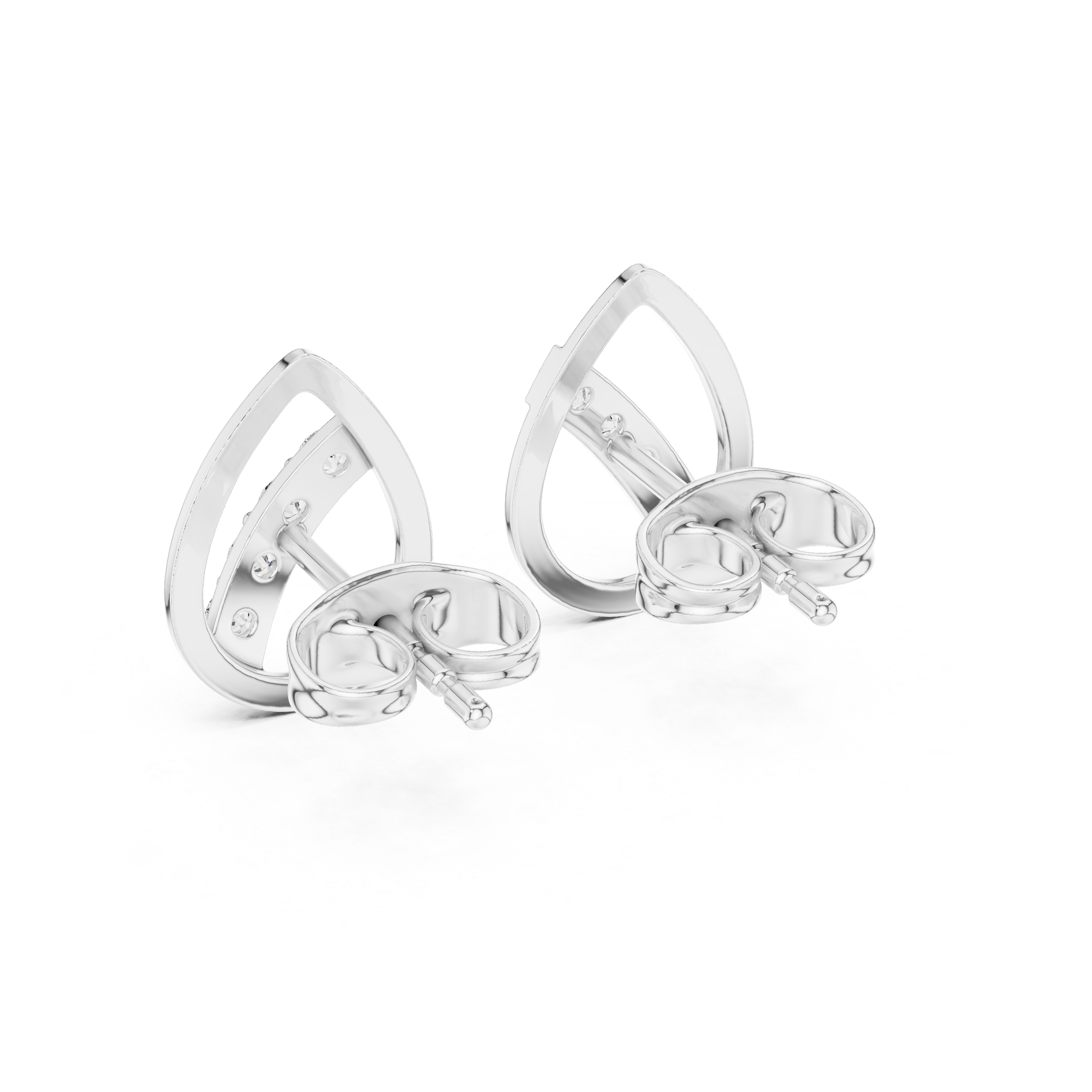 Modern Teardrop Diamond Bar Stud Earrings