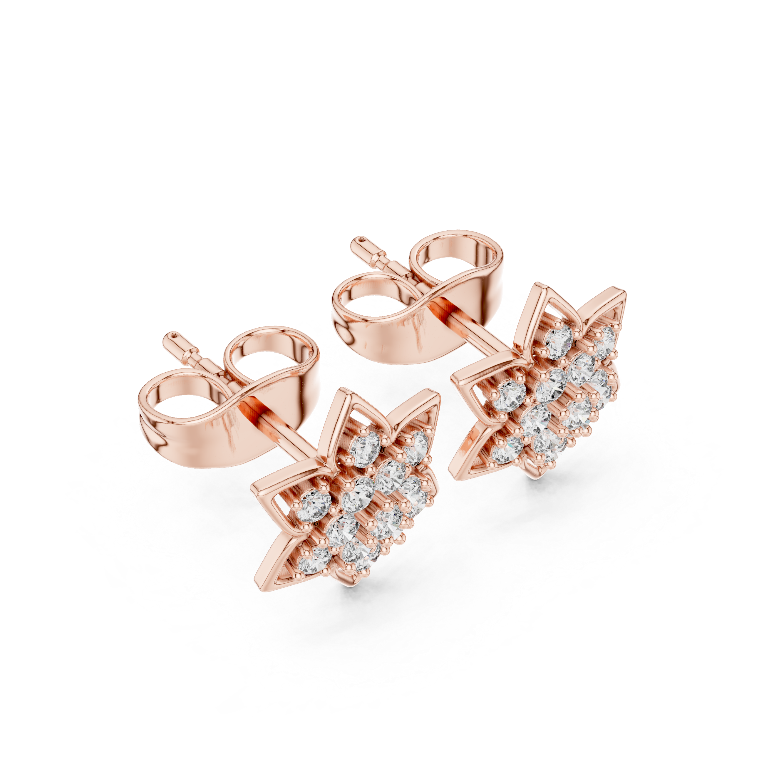 Diamond Star Blossom Stud Earrings
