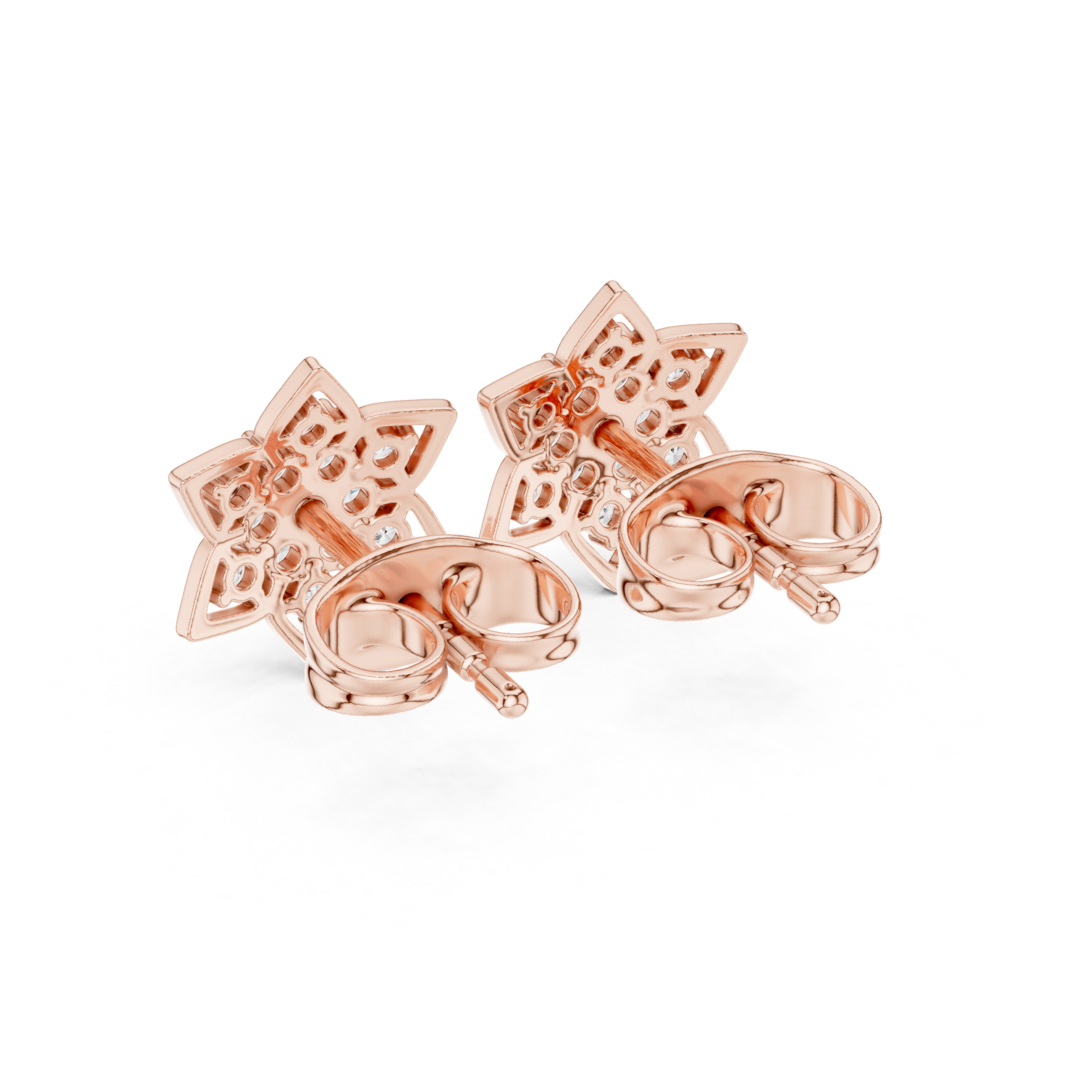 Diamond Star Blossom Stud Earrings