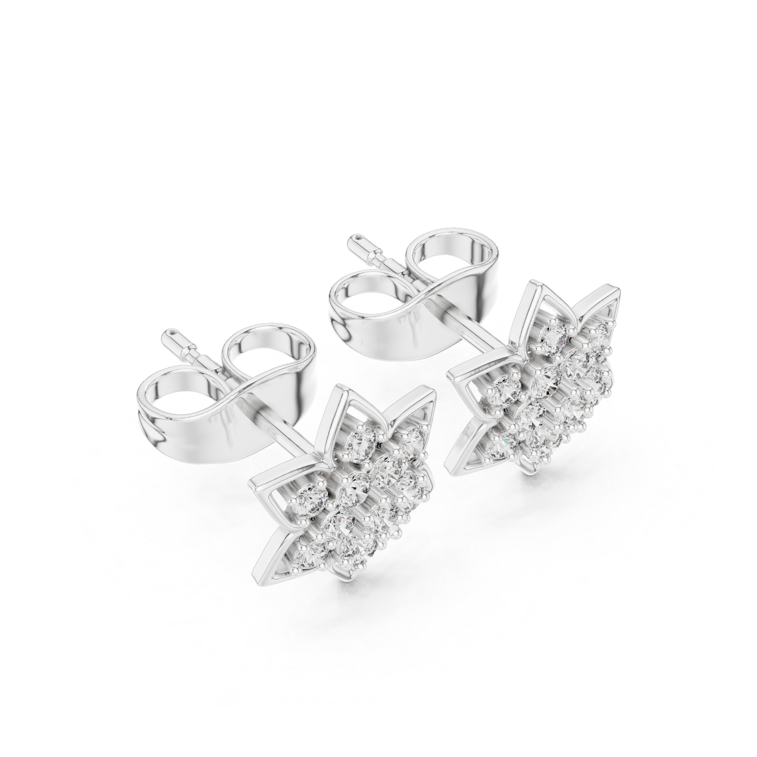 Diamond Star Blossom Stud Earrings
