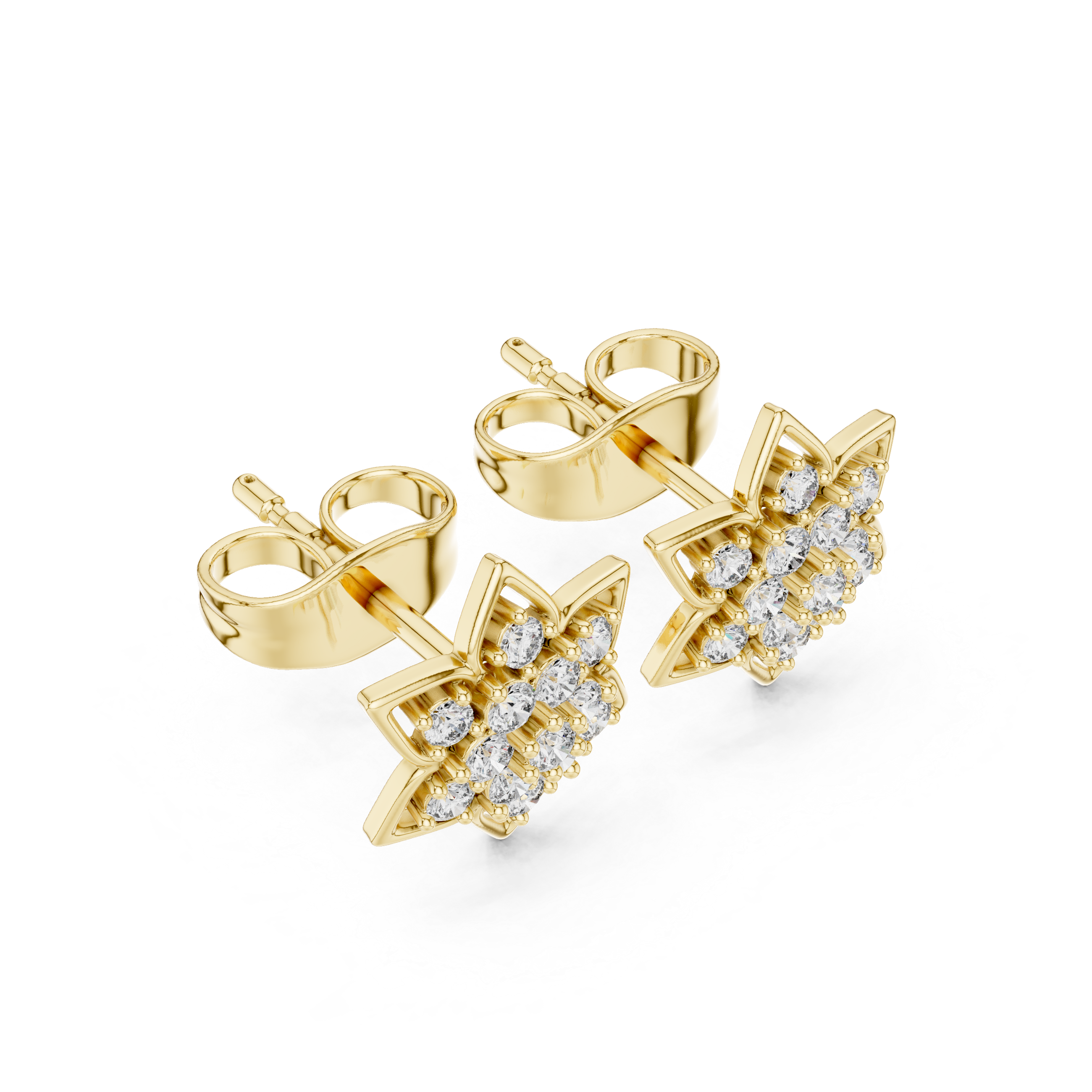 Diamond Star Blossom Stud Earrings