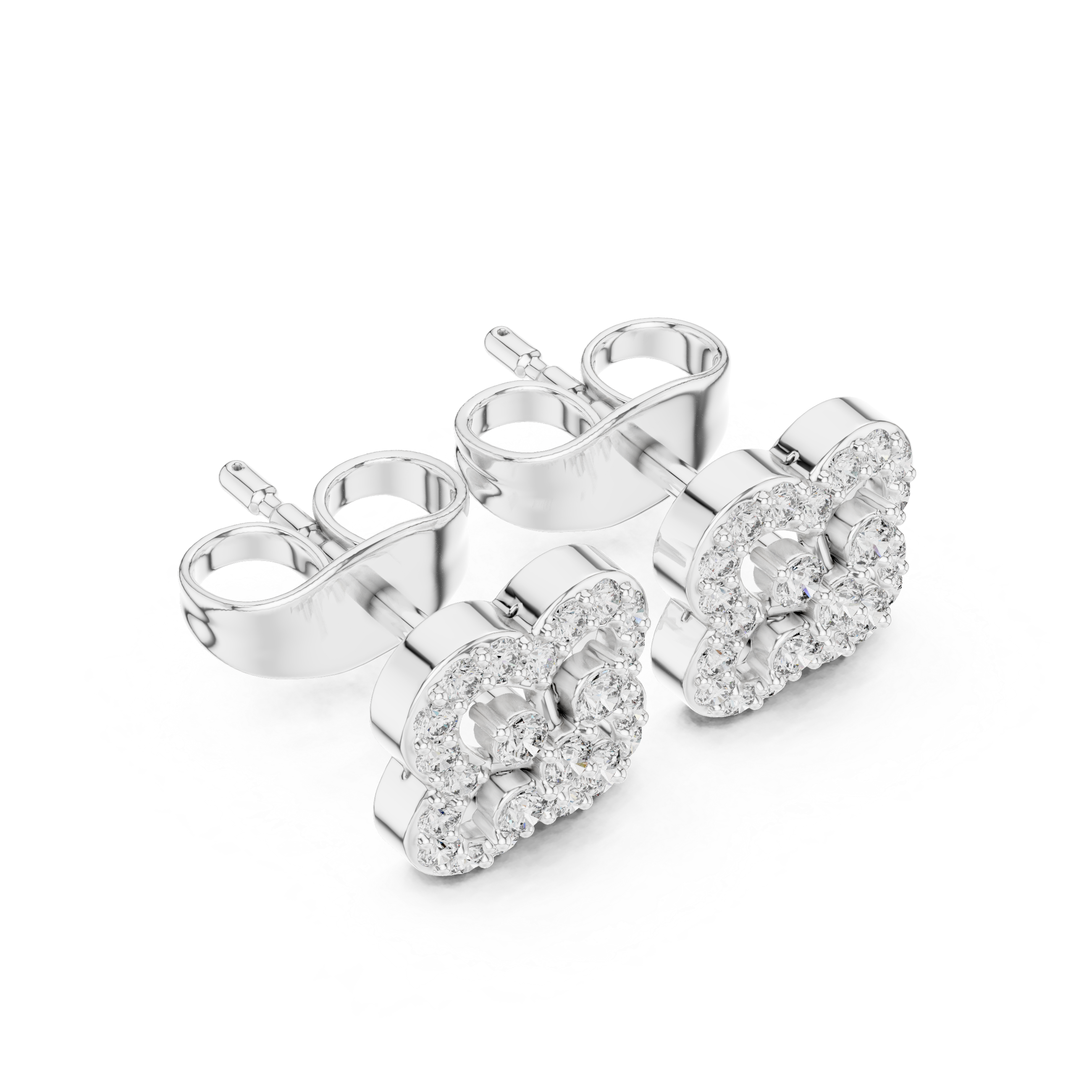 Diamond Clover Halo Stud Earrings