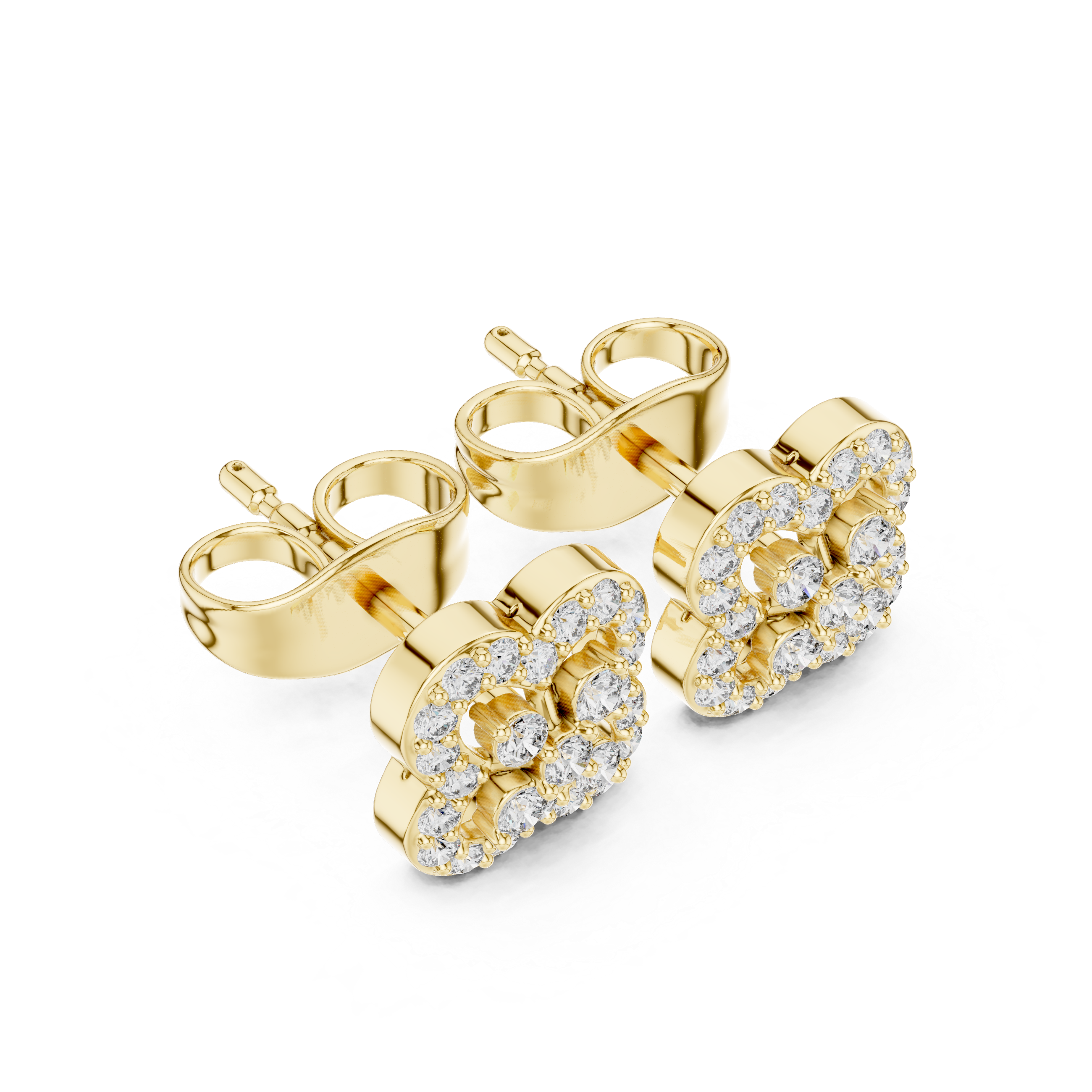 Diamond Clover Halo Stud Earrings