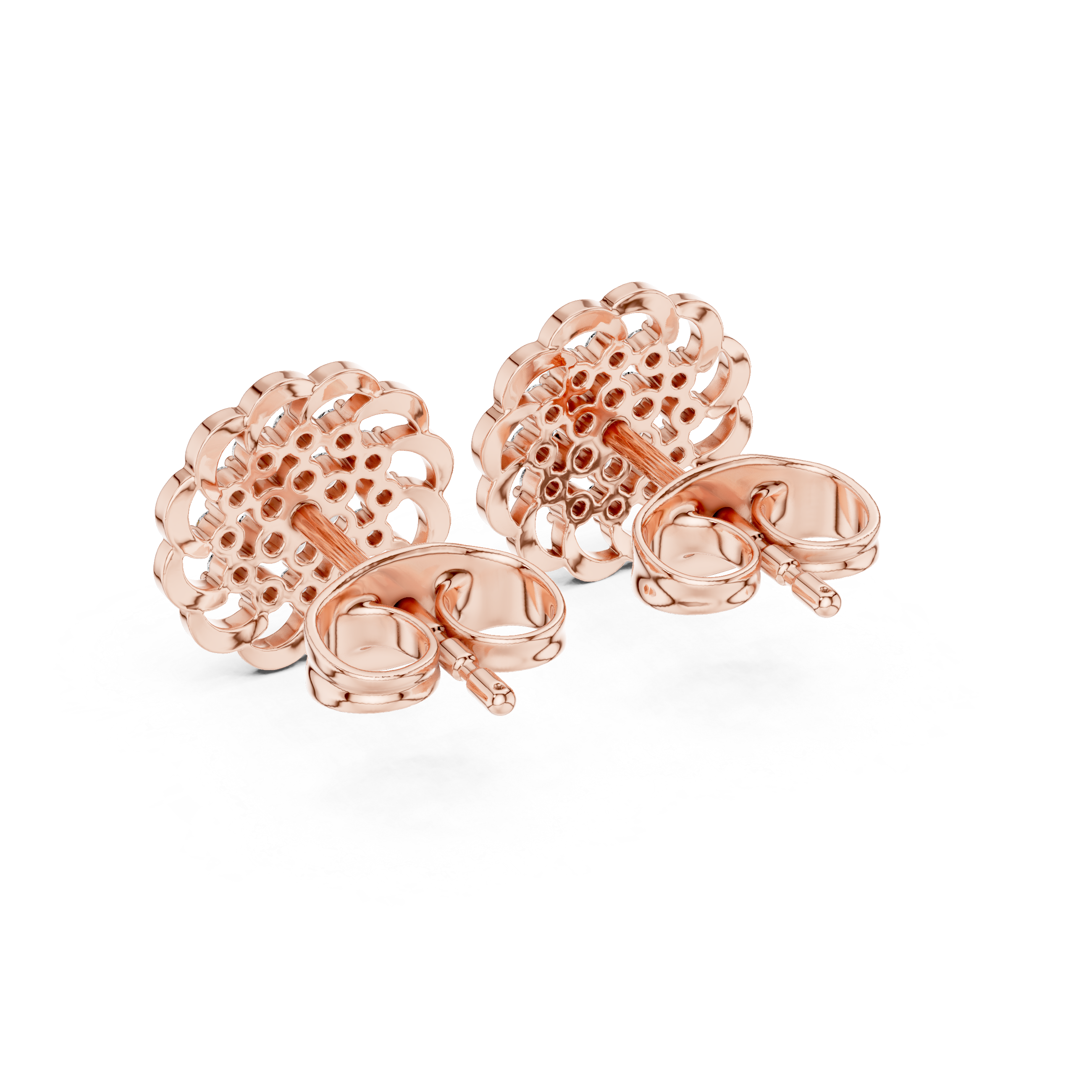 Diamond Floral Cluster Stud Earrings