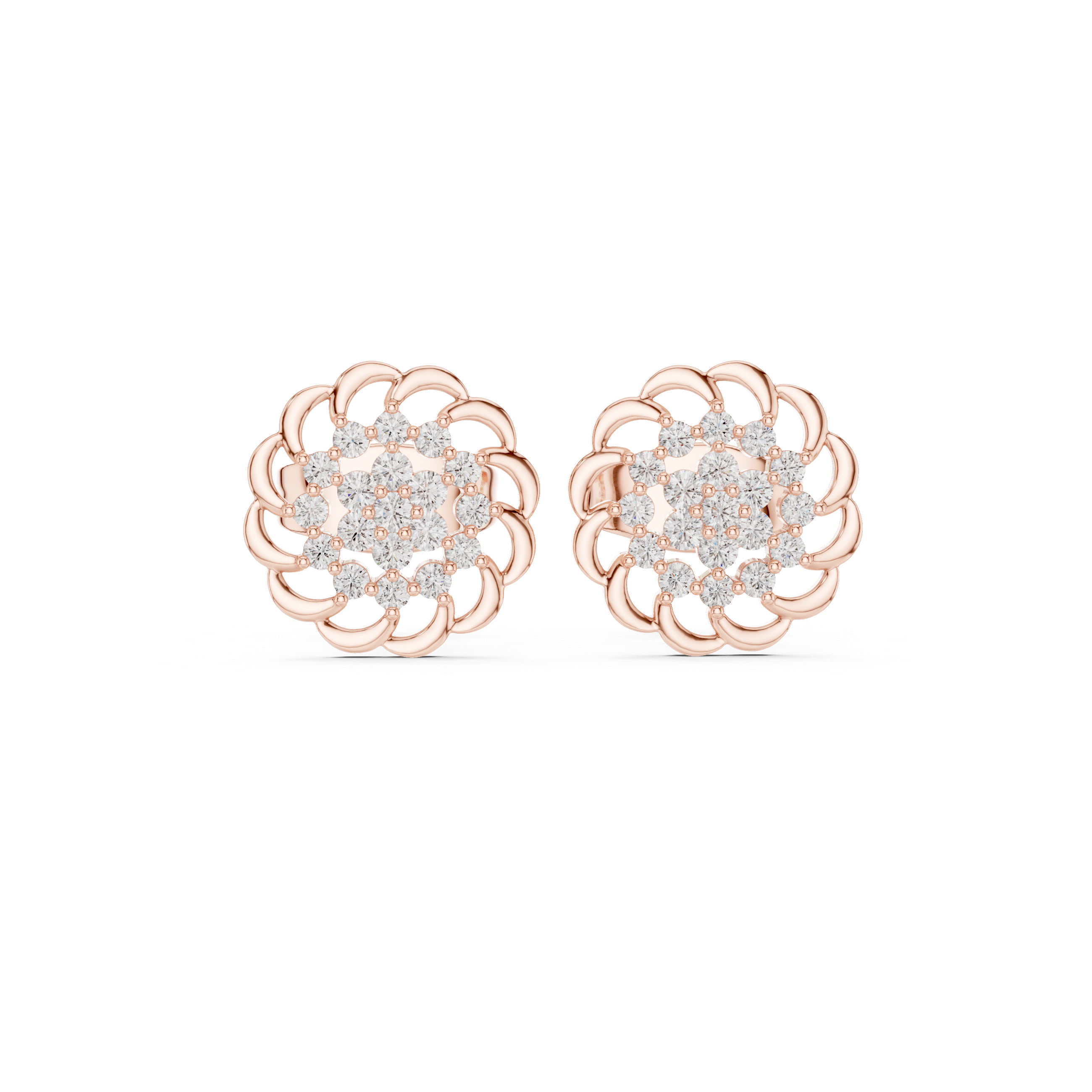Diamond Floral Cluster Stud Earrings