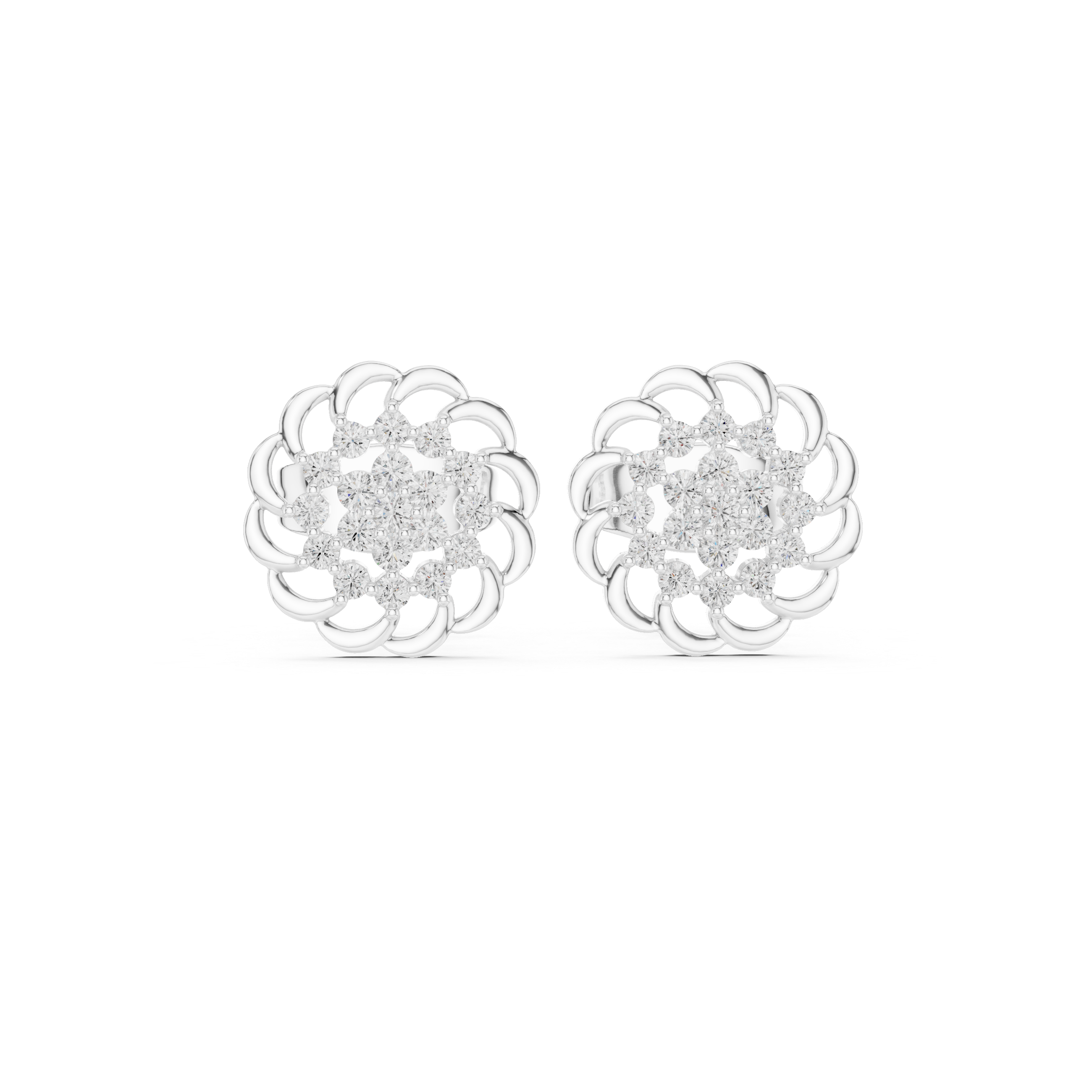 Diamond Floral Cluster Stud Earrings