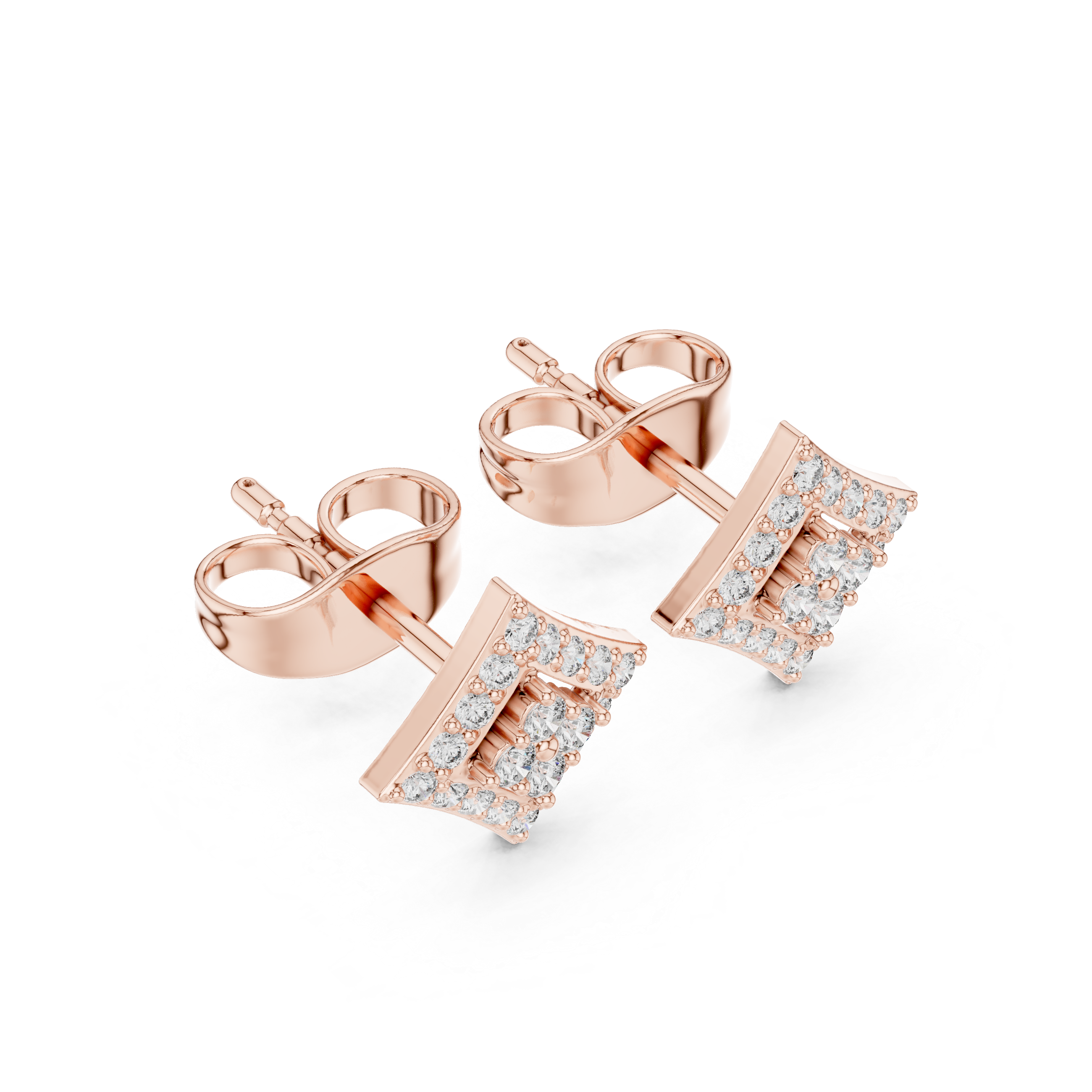 Diamond Geometric Halo Stud Earrings