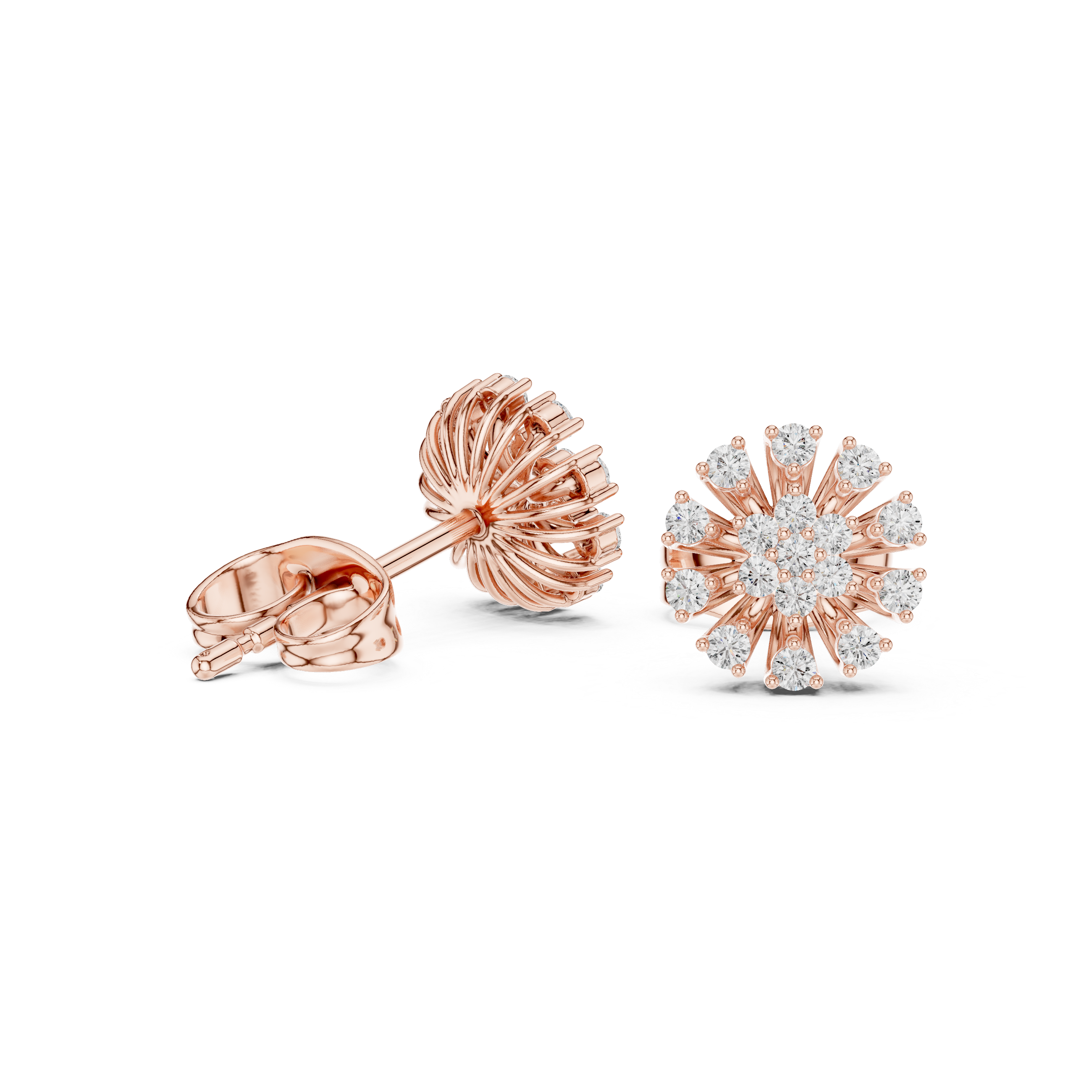 Diamond Radiant Bloom Stud Earrings