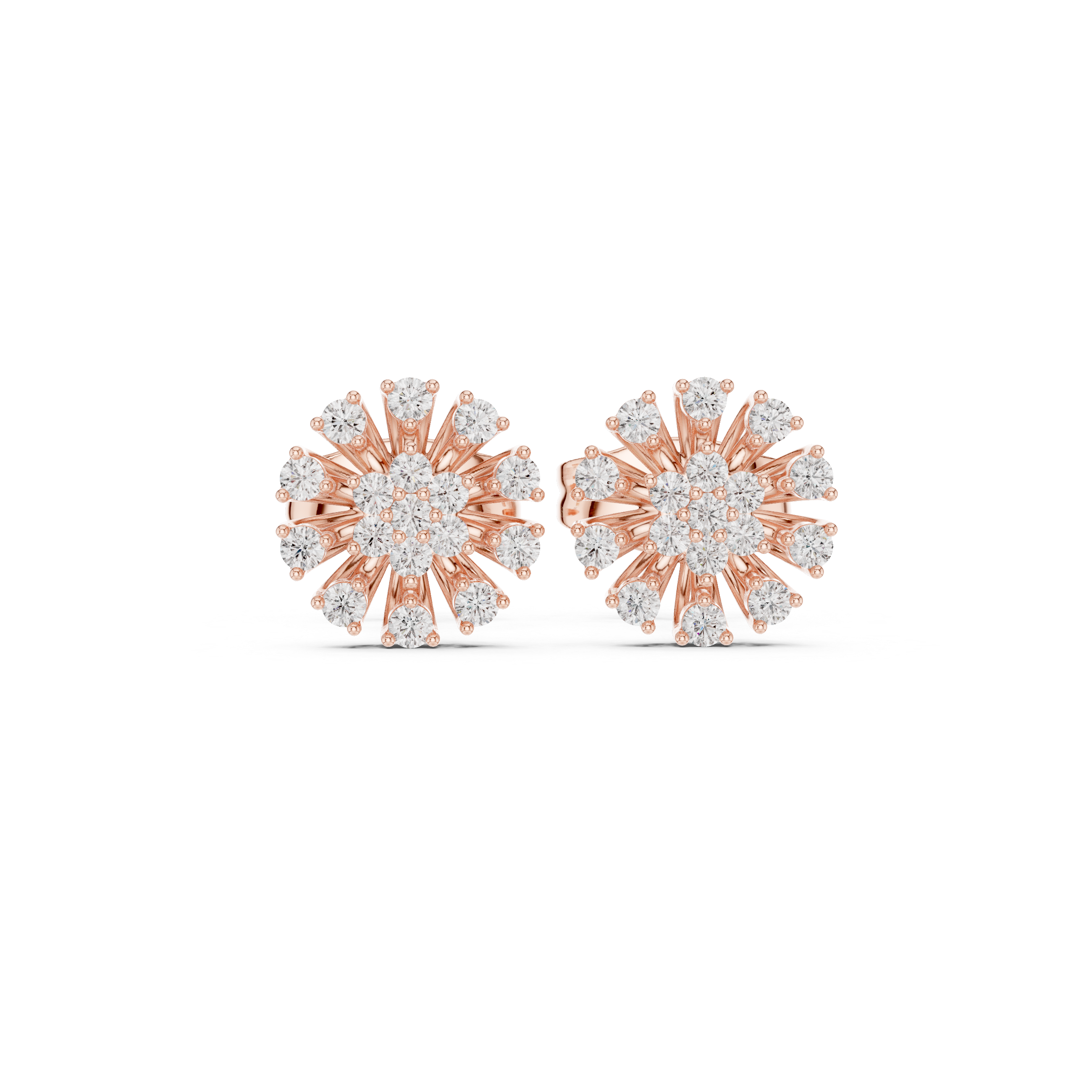 Diamond Radiant Bloom Stud Earrings