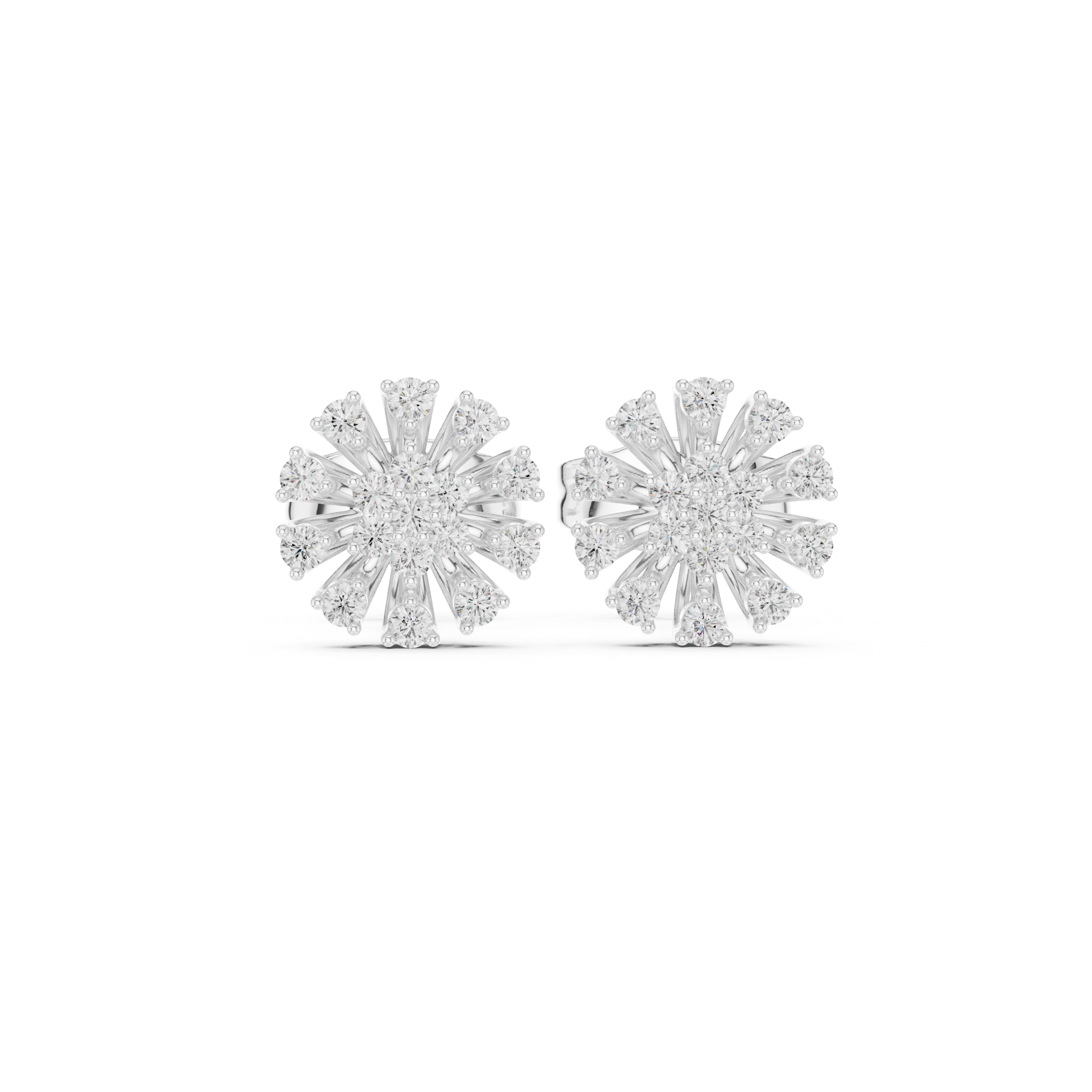 Diamond Radiant Bloom Stud Earrings