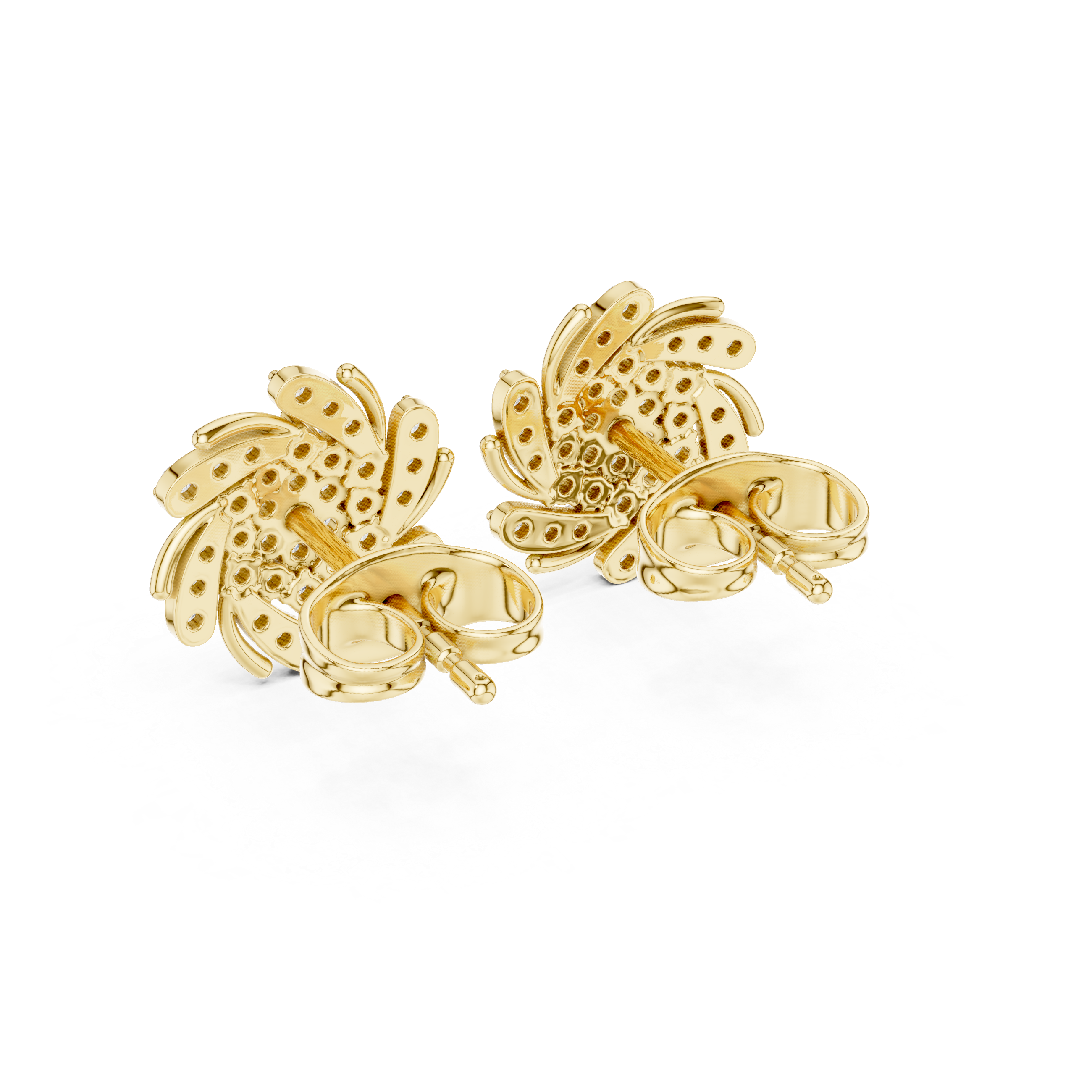 Diamond Swirl Cluster Stud Earrings