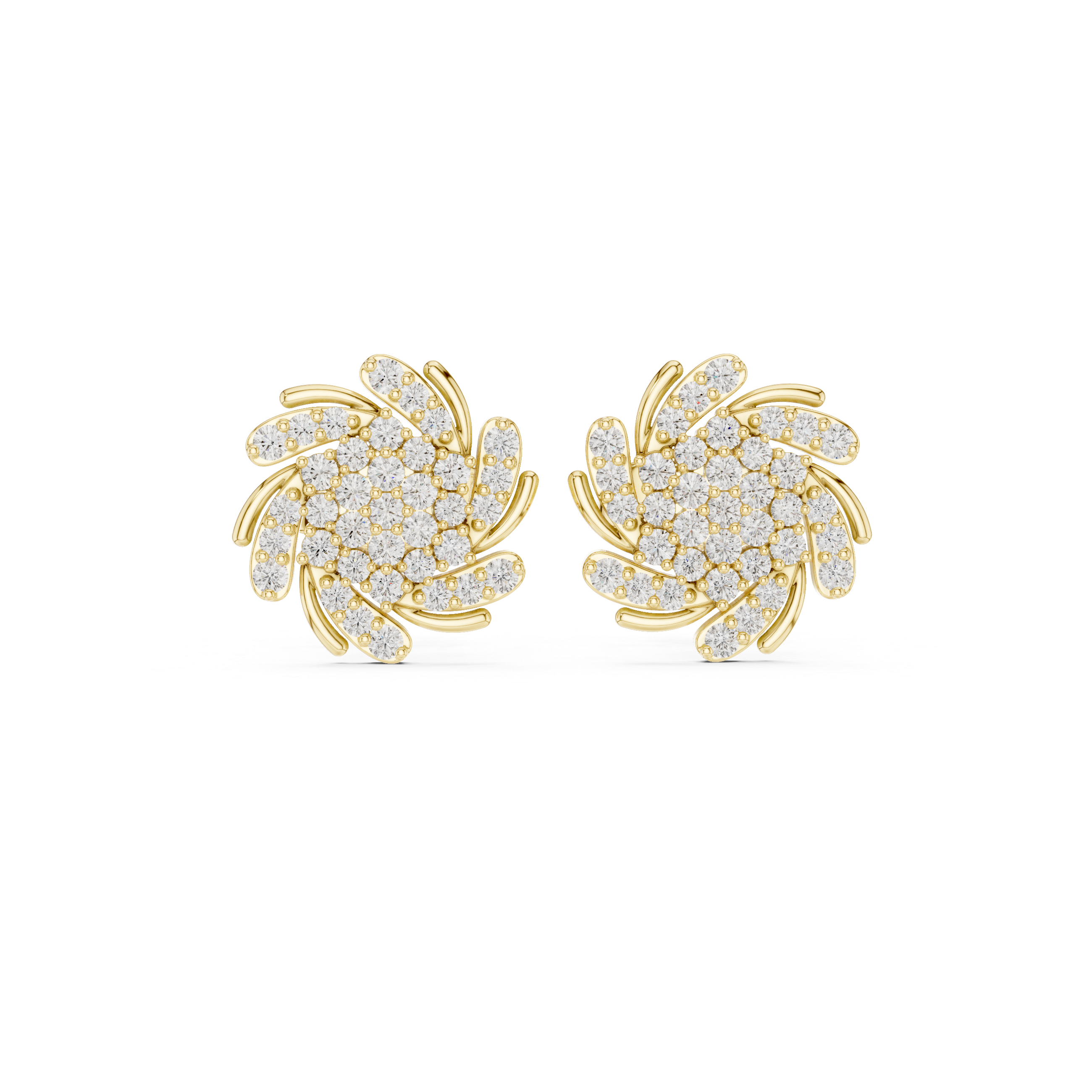 Diamond Swirl Cluster Stud Earrings