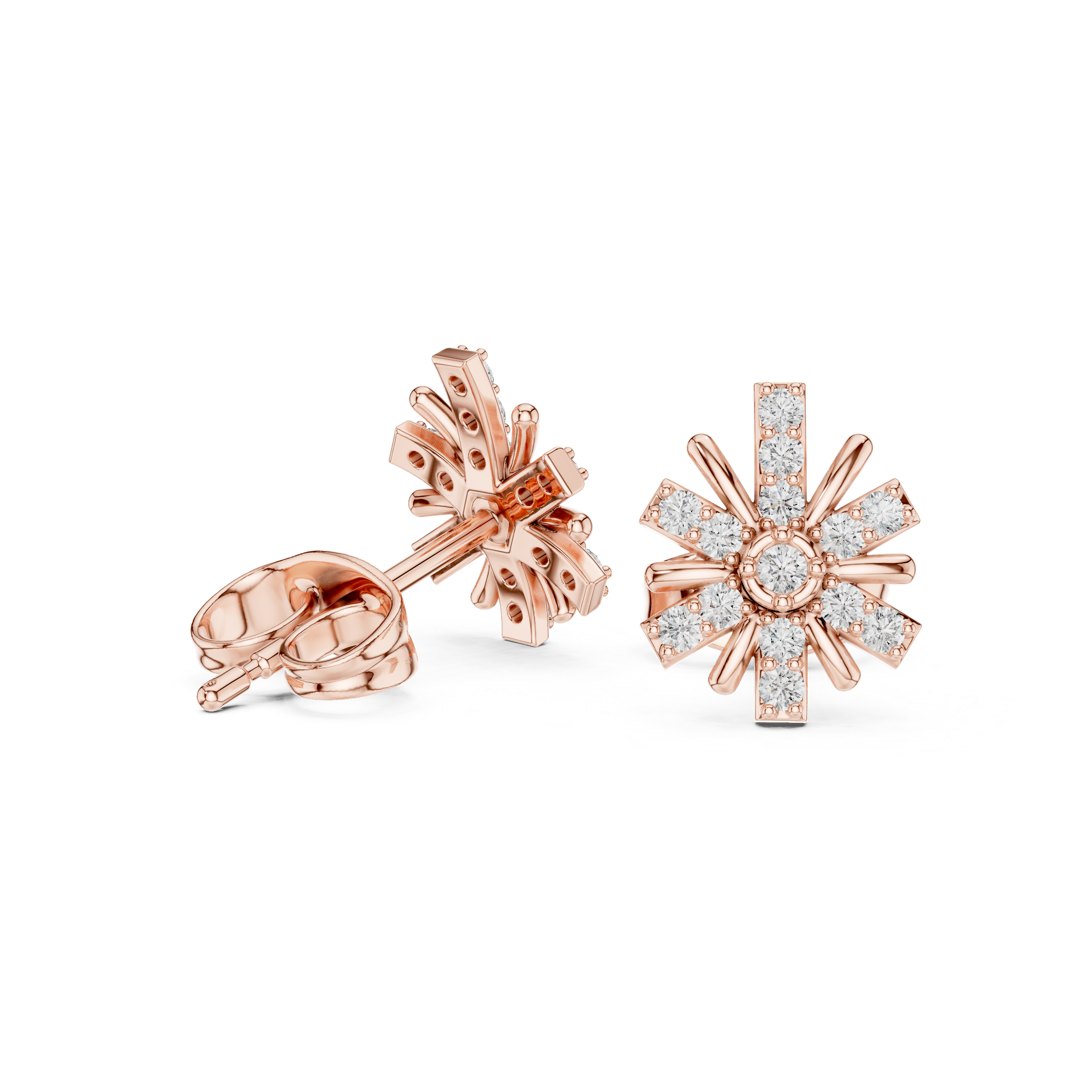 Diamond Sunburst Stud Earrings