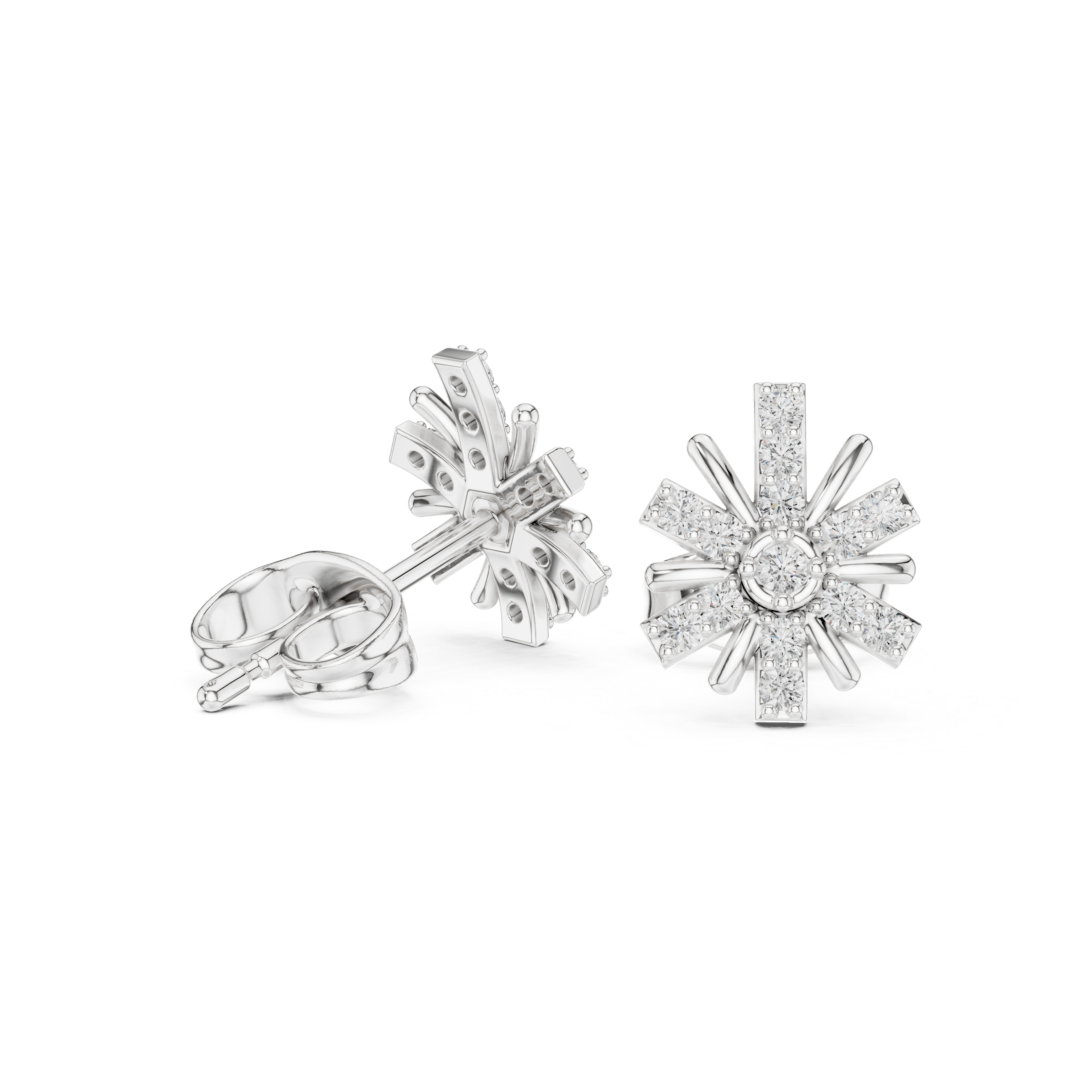 Diamond Sunburst Stud Earrings