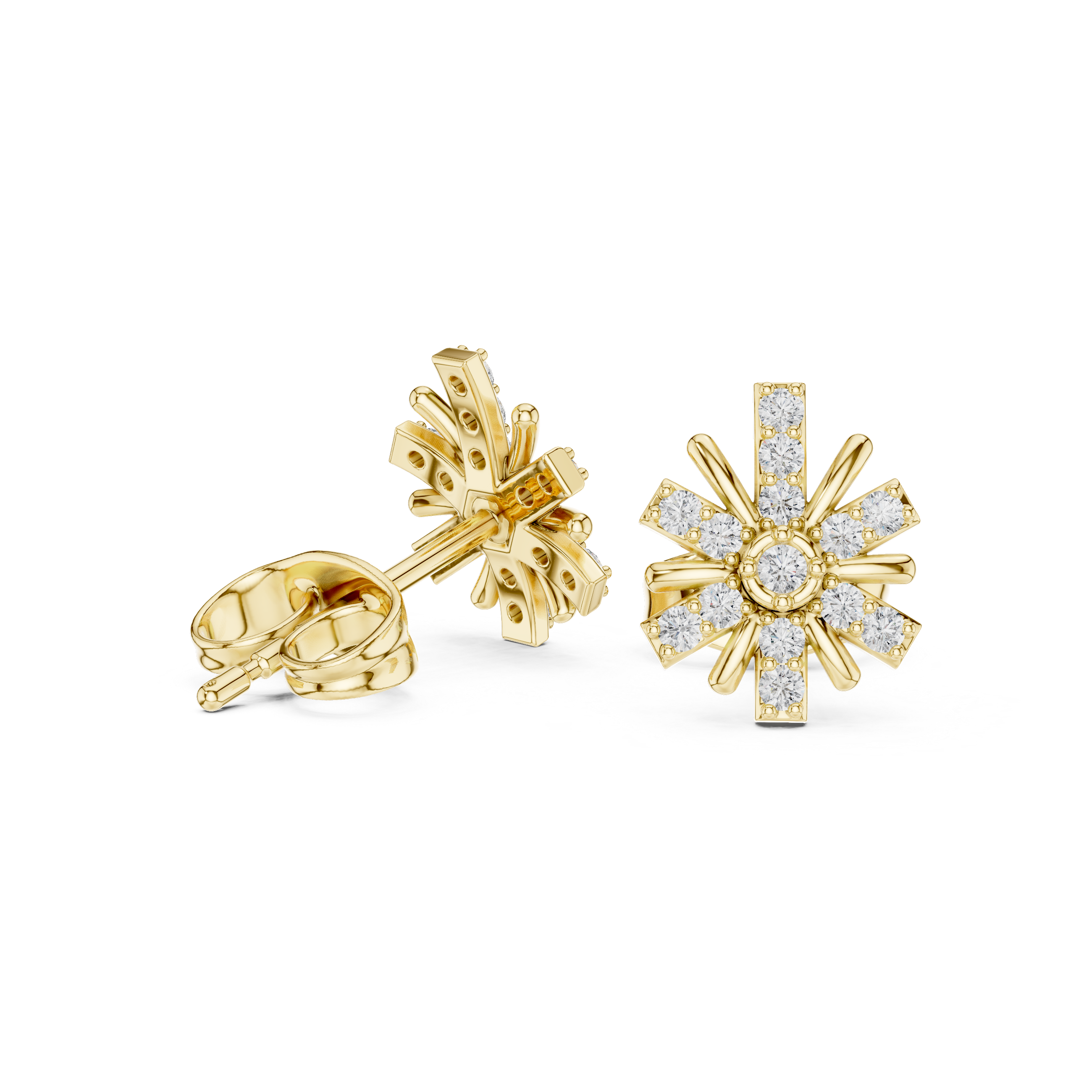 Diamond Sunburst Stud Earrings