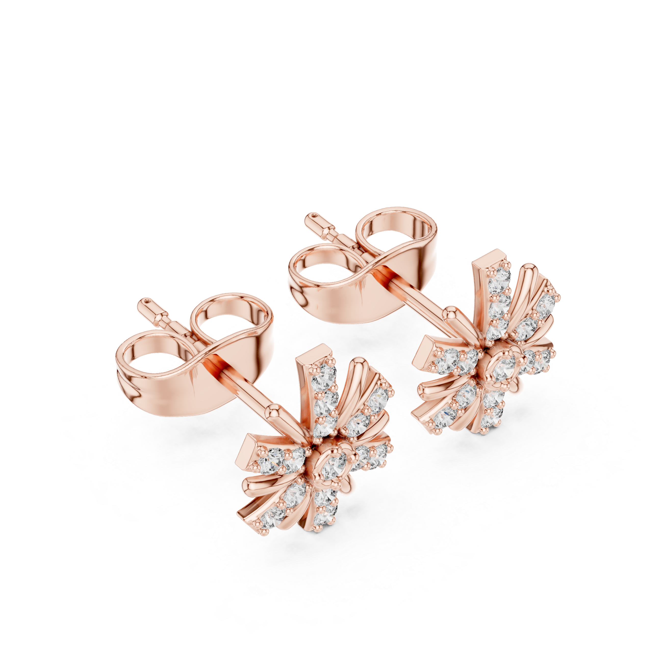 Diamond Sunburst Stud Earrings